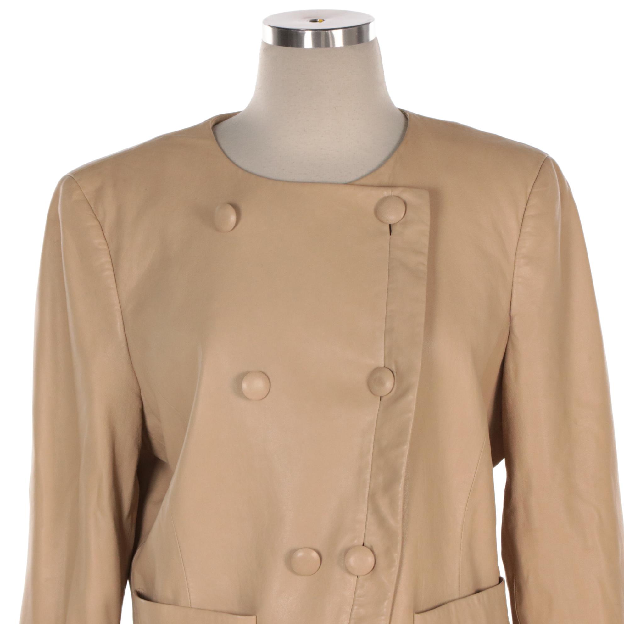 Lauren Ralph Lauren Beige Lambskin Leather Jacket