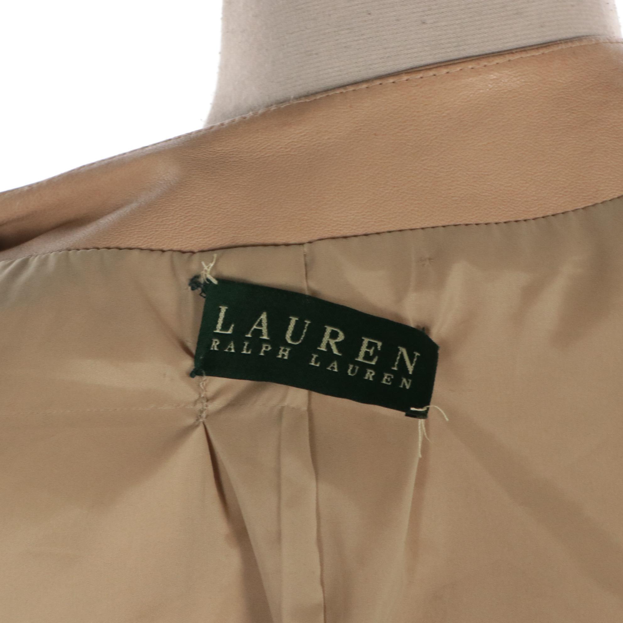 Lauren Ralph Lauren Beige Lambskin Leather Jacket