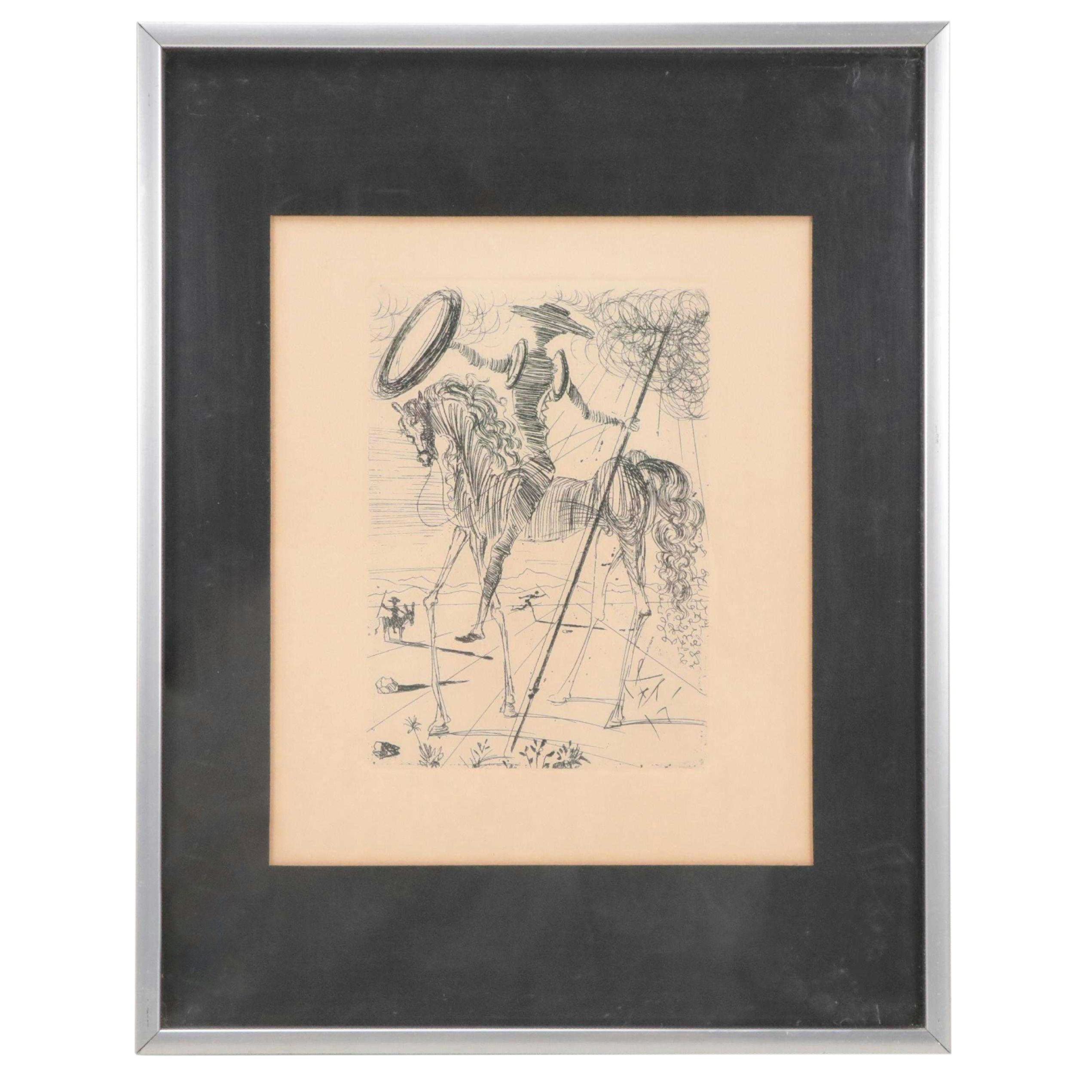 Salvador Dalí Second Edition Restrike Etching "Don Quixote"