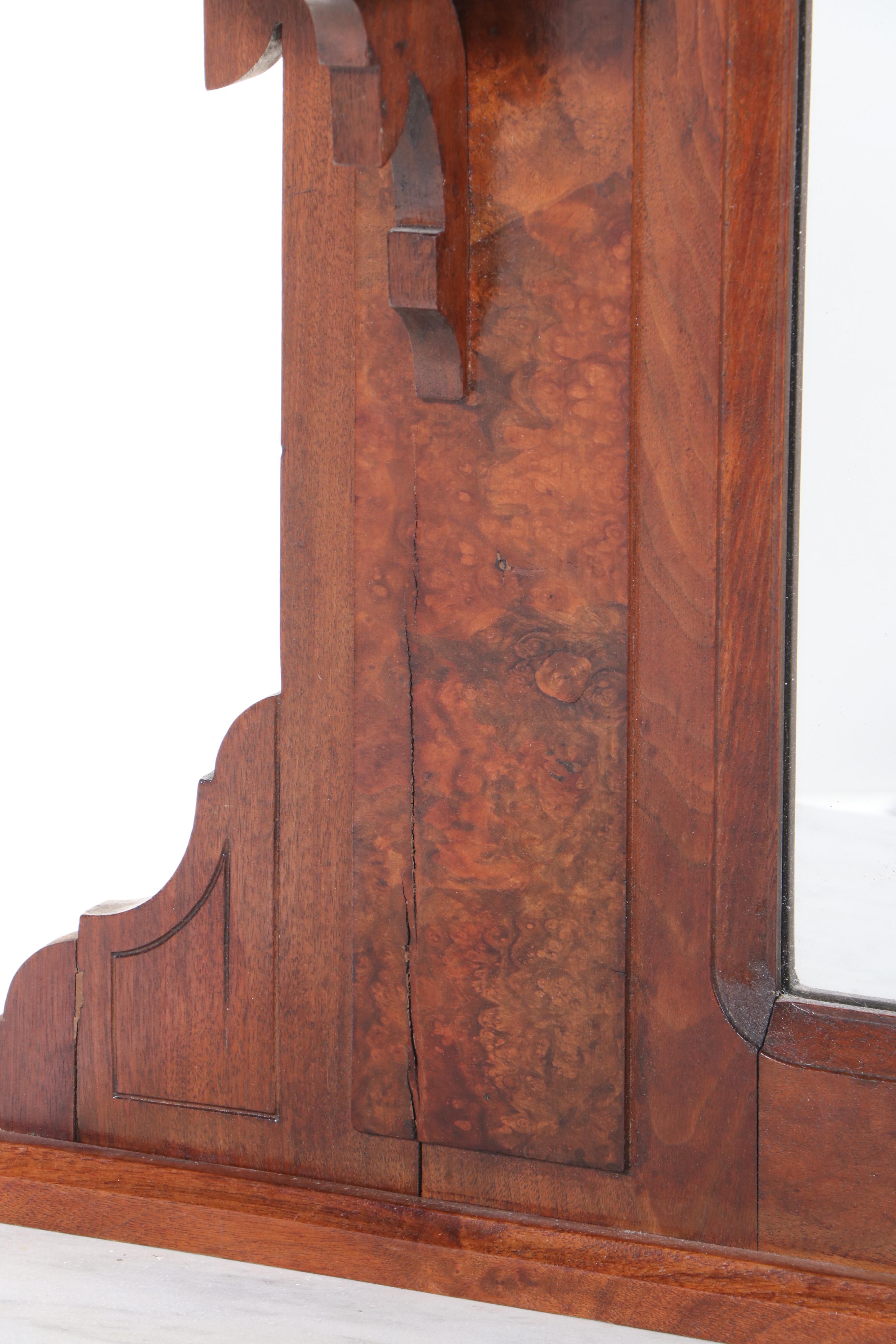 Victorian, Eastlake Style Walnut, Figured, Burl Walnut and Marble Dresser