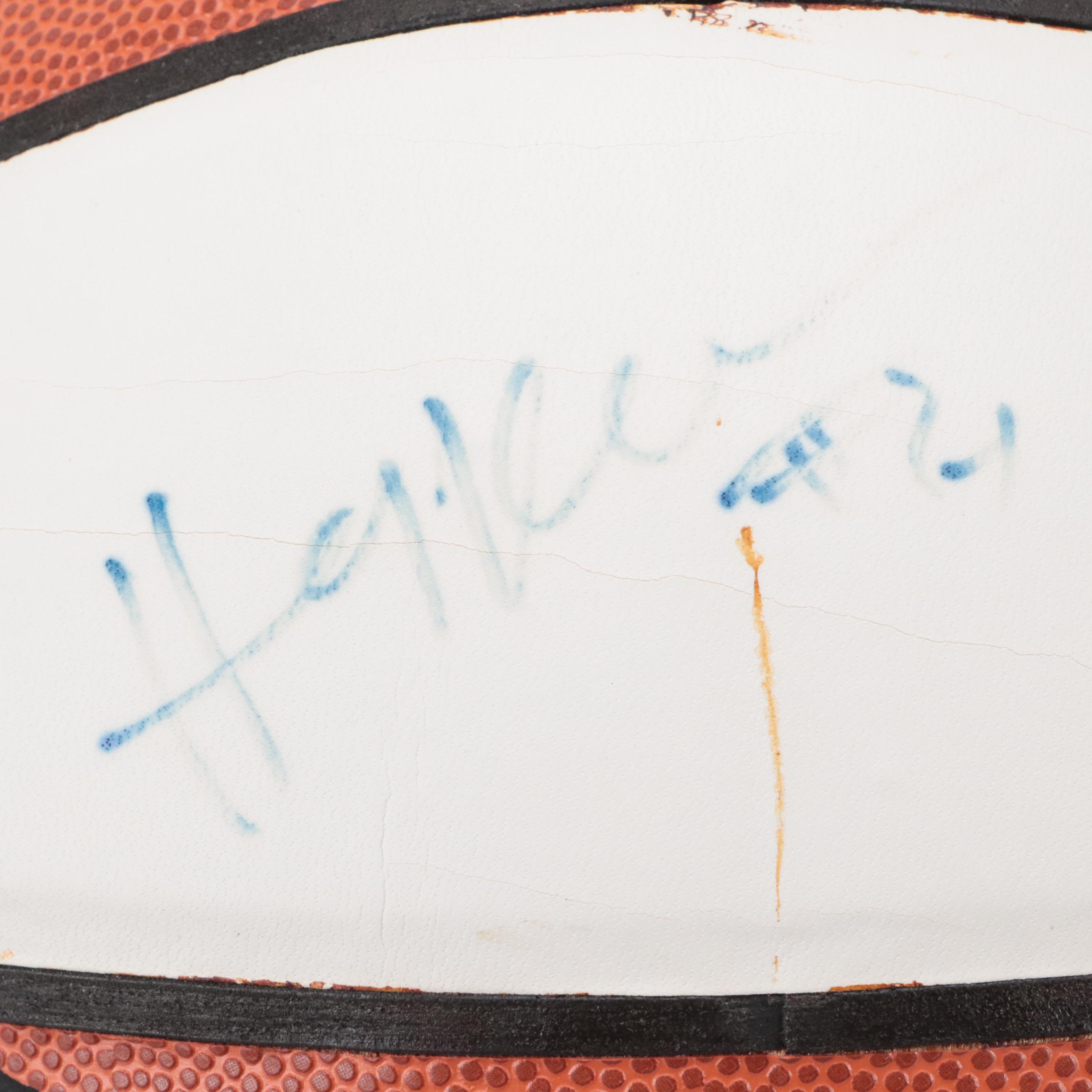 Hakeem Olajuwon Signed Spalding Basketball with Display