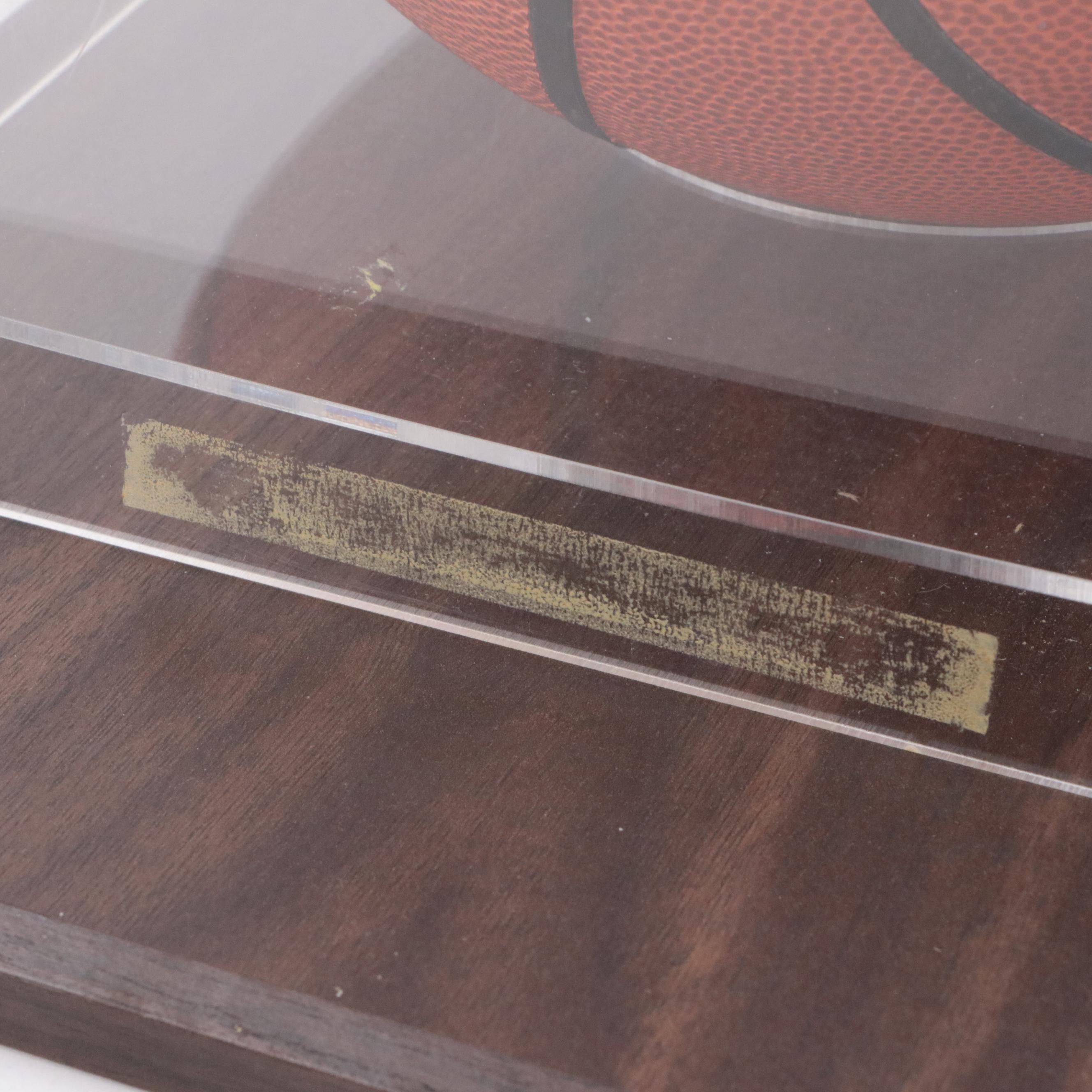 Hakeem Olajuwon Signed Spalding Basketball with Display