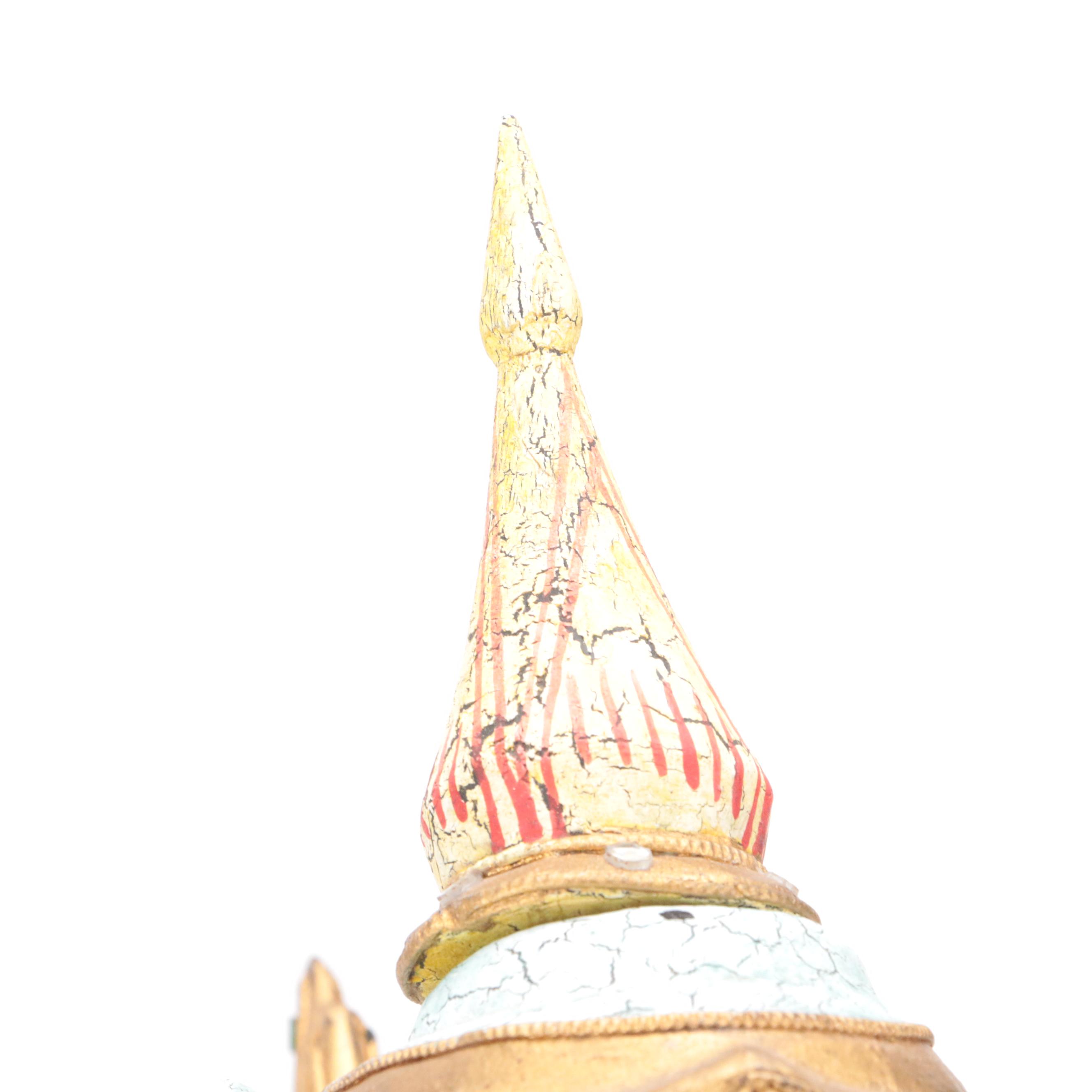 Thai "Kinnaree" Handmade Giltwood and Colored Glass Decorated Harpy Figurine