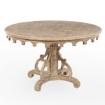 French Provincial Style Cerused Wood Pedestal Dining Table