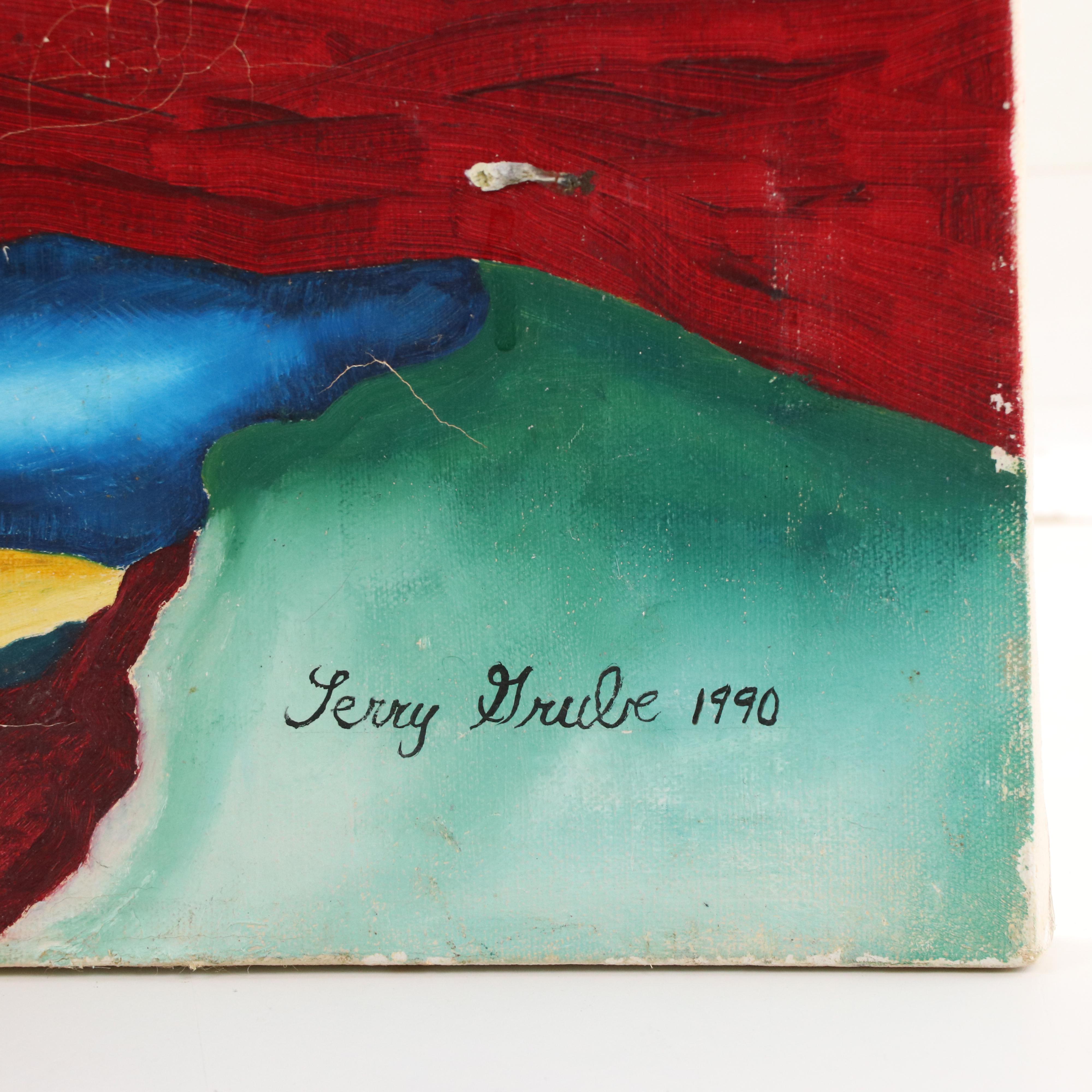 Terry Grube Abstract Oil Painting, 1990