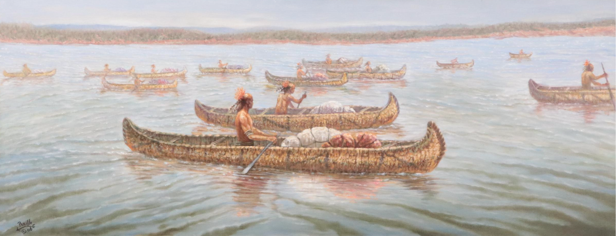 Gregory Perillo Western Genre Oil Painting "A View from S.I. to Brooklyn..."