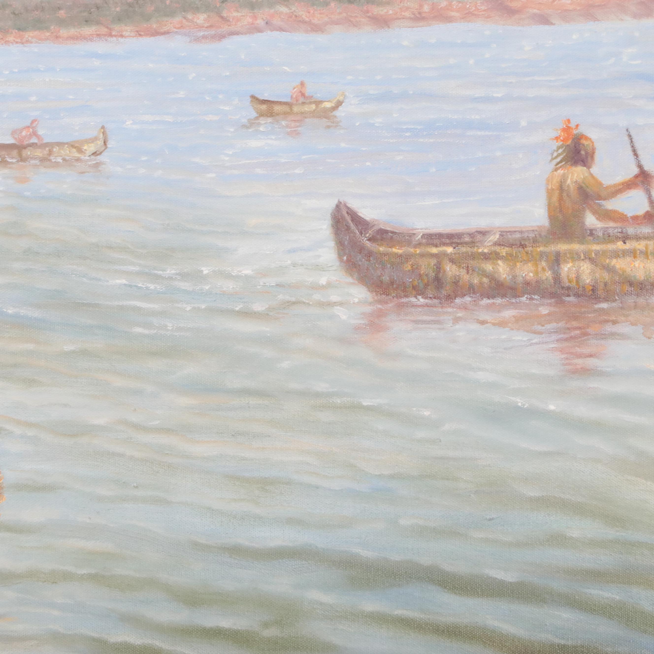 Gregory Perillo Western Genre Oil Painting "A View from S.I. to Brooklyn..."