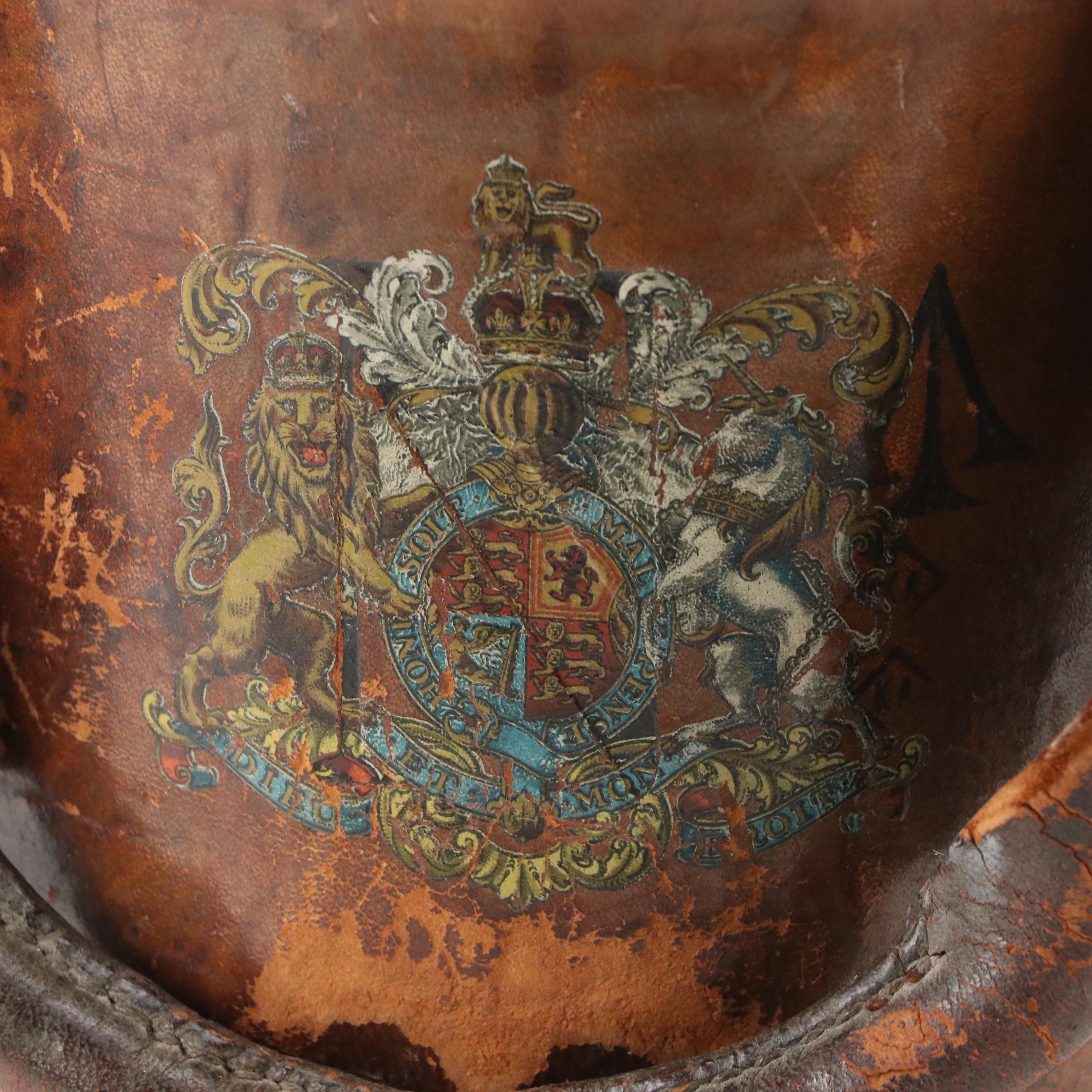 British Leather Cordite Bucket with Royal Arms