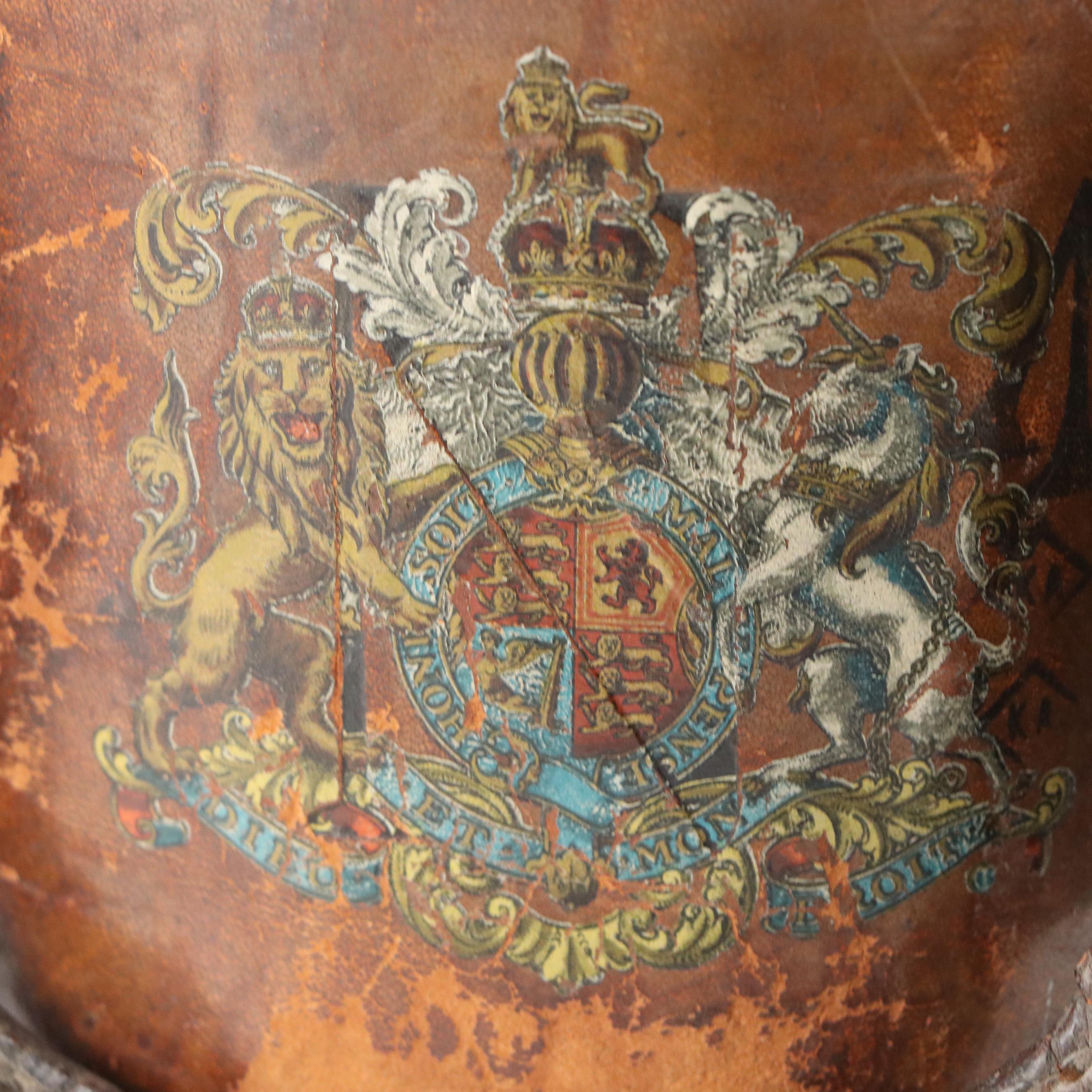 British Leather Cordite Bucket with Royal Arms
