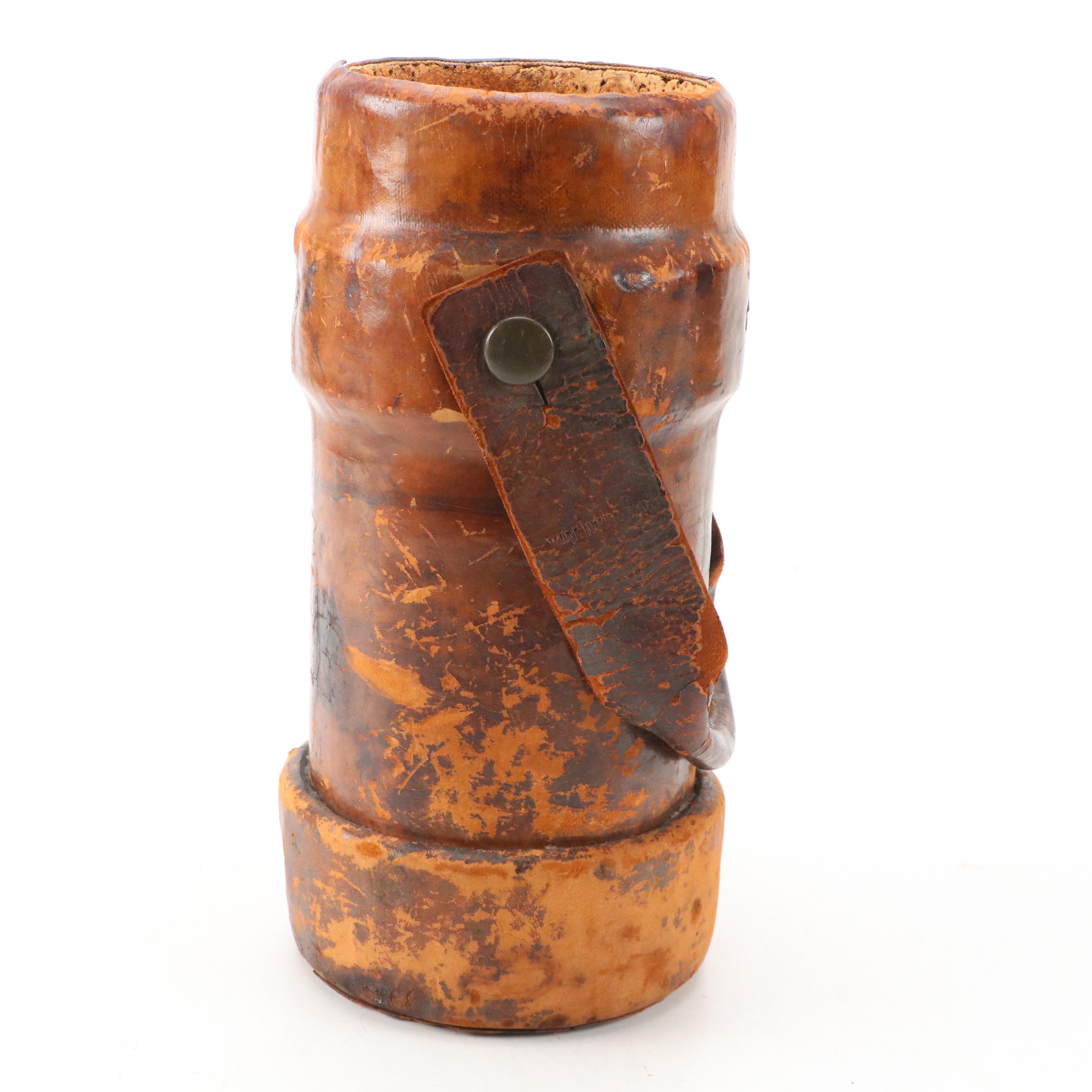 British Leather Cordite Bucket with Royal Arms