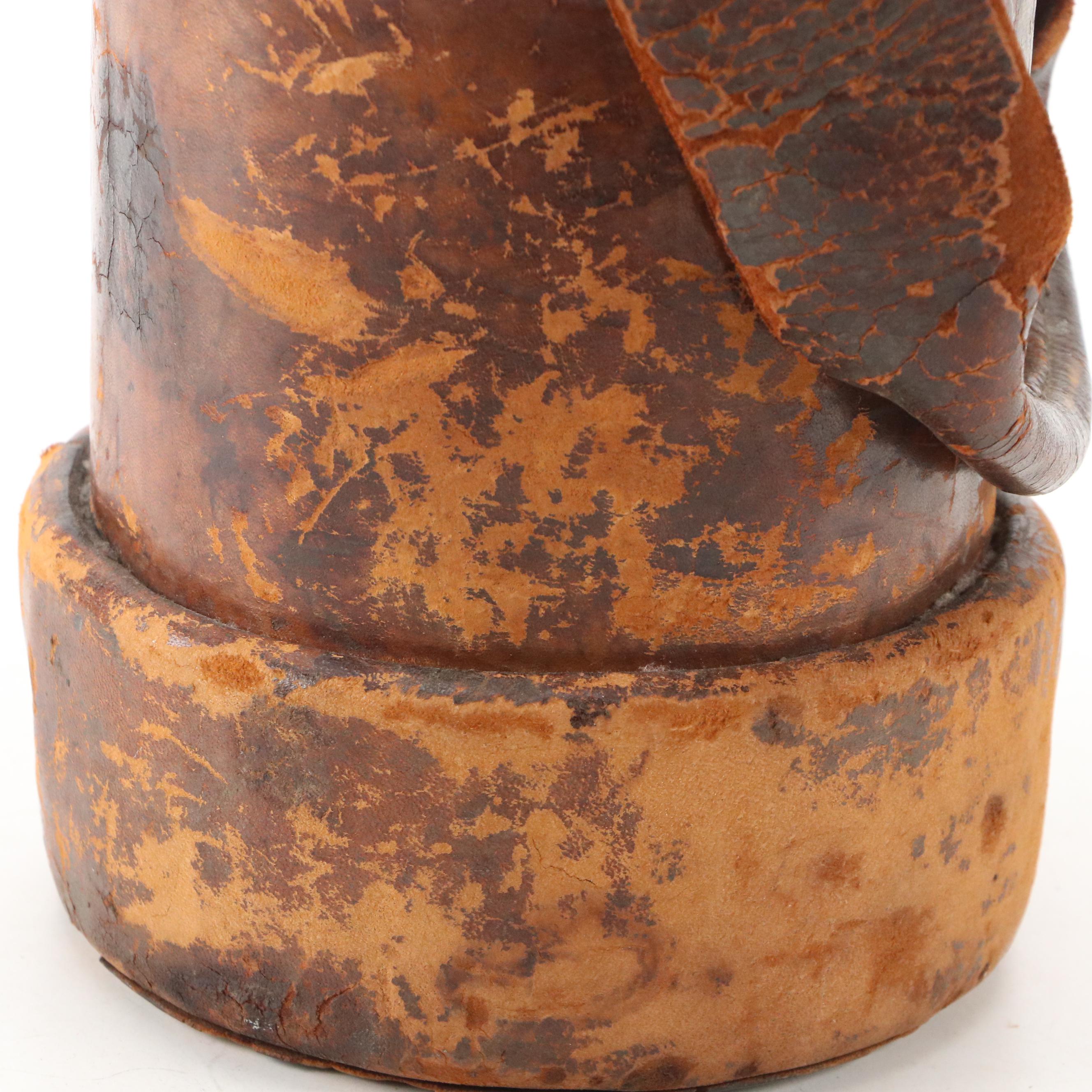 British Leather Cordite Bucket with Royal Arms
