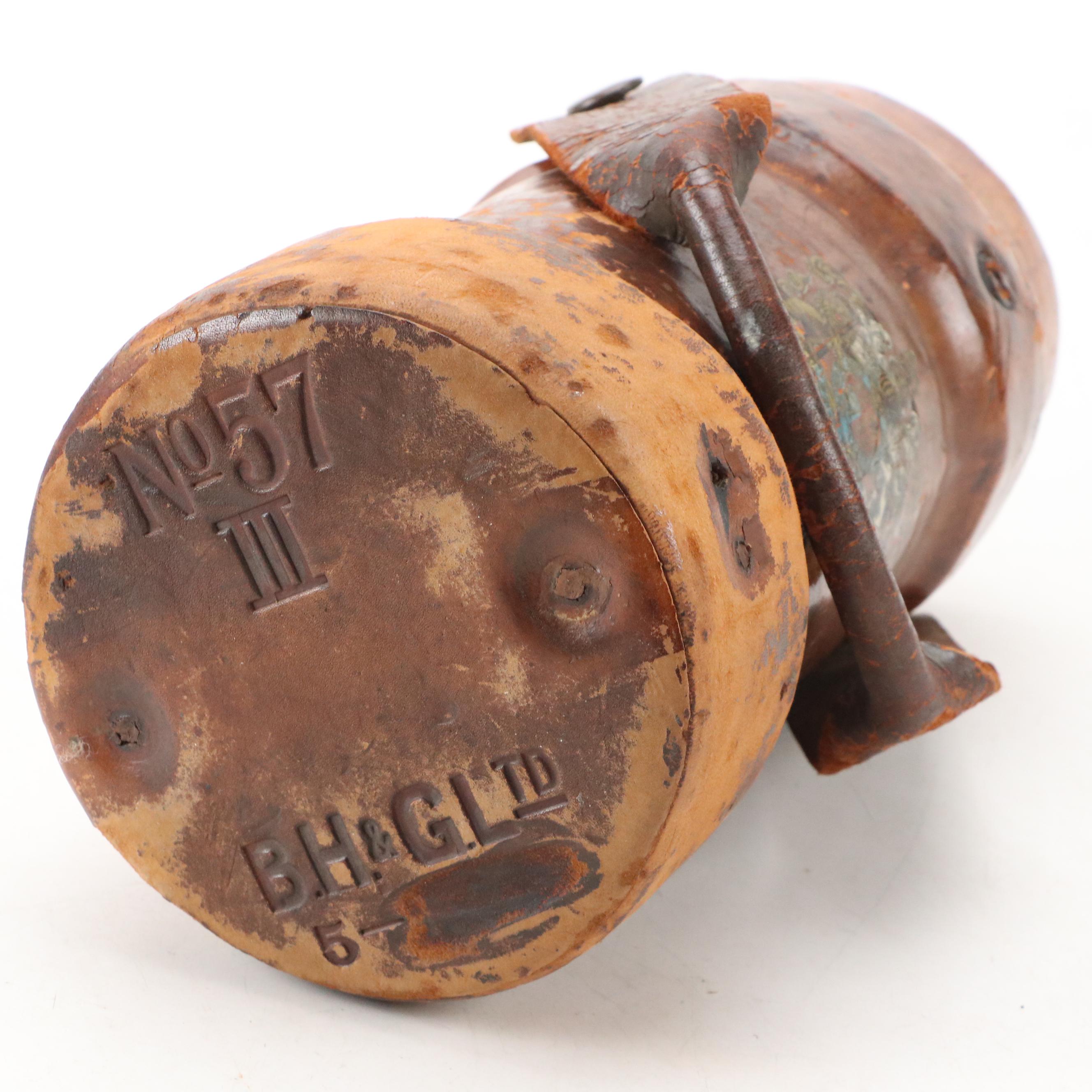 British Leather Cordite Bucket with Royal Arms