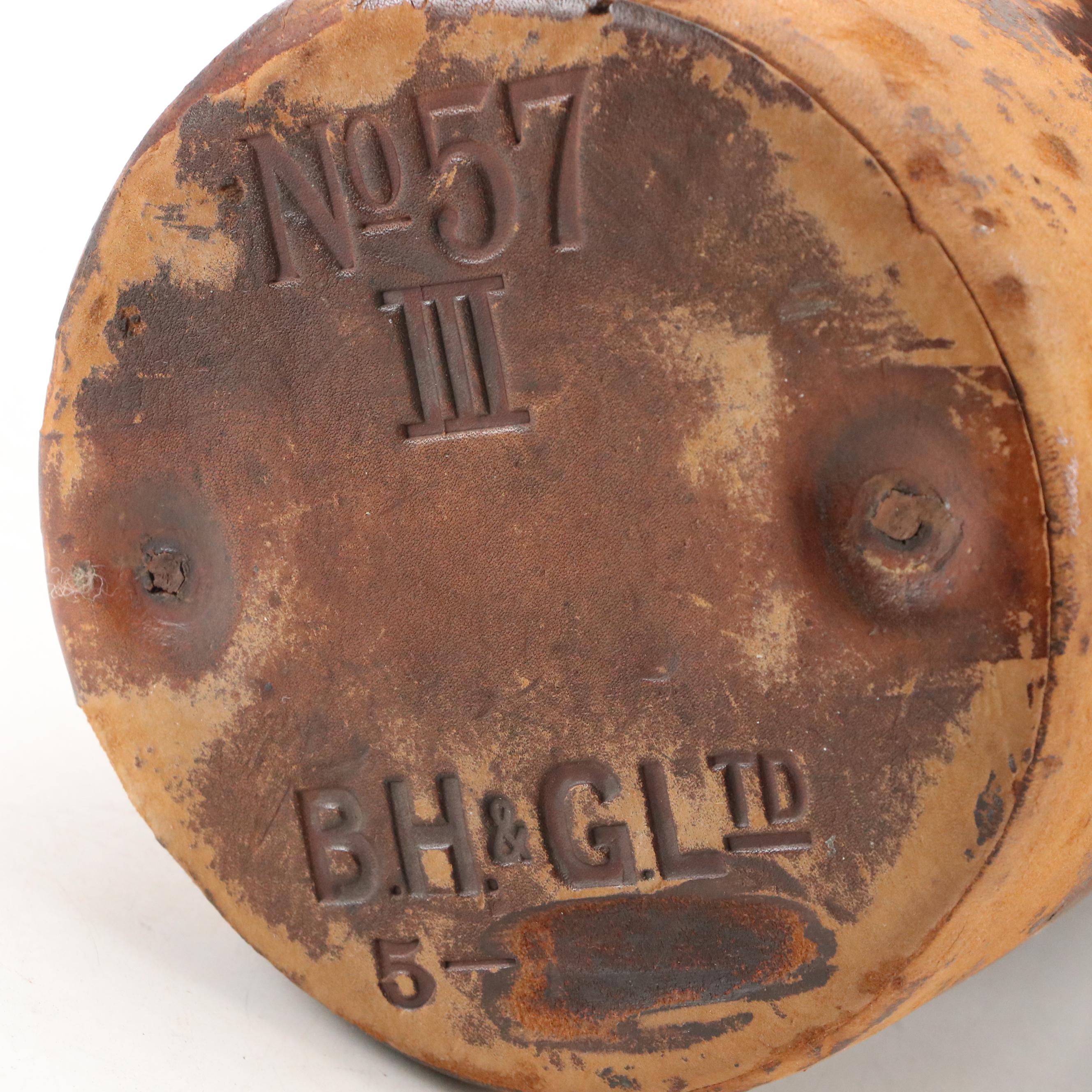 British Leather Cordite Bucket with Royal Arms