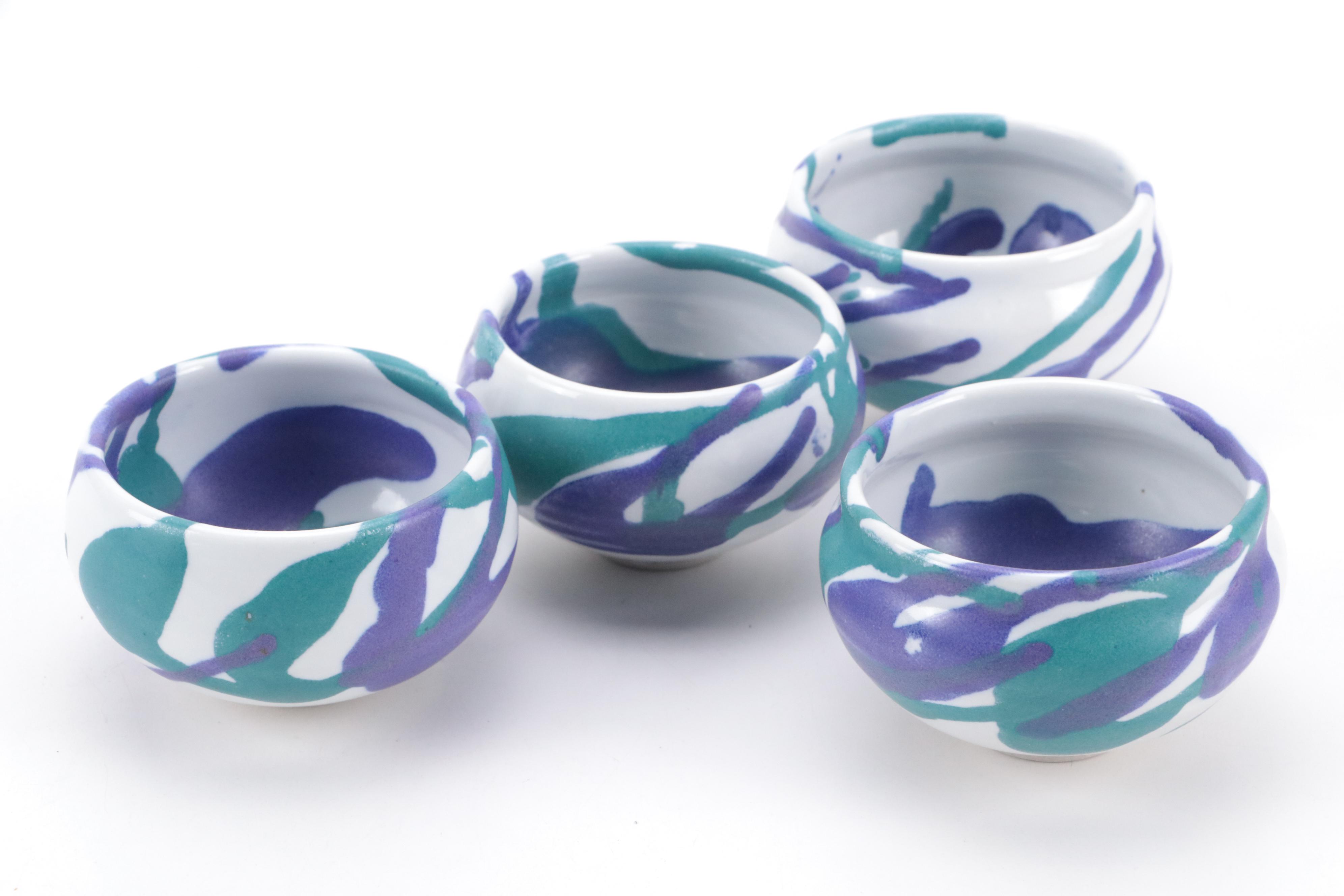 Lobster Motif Ceramic Divided Tray with Multicolor Ceramic Bowls and More