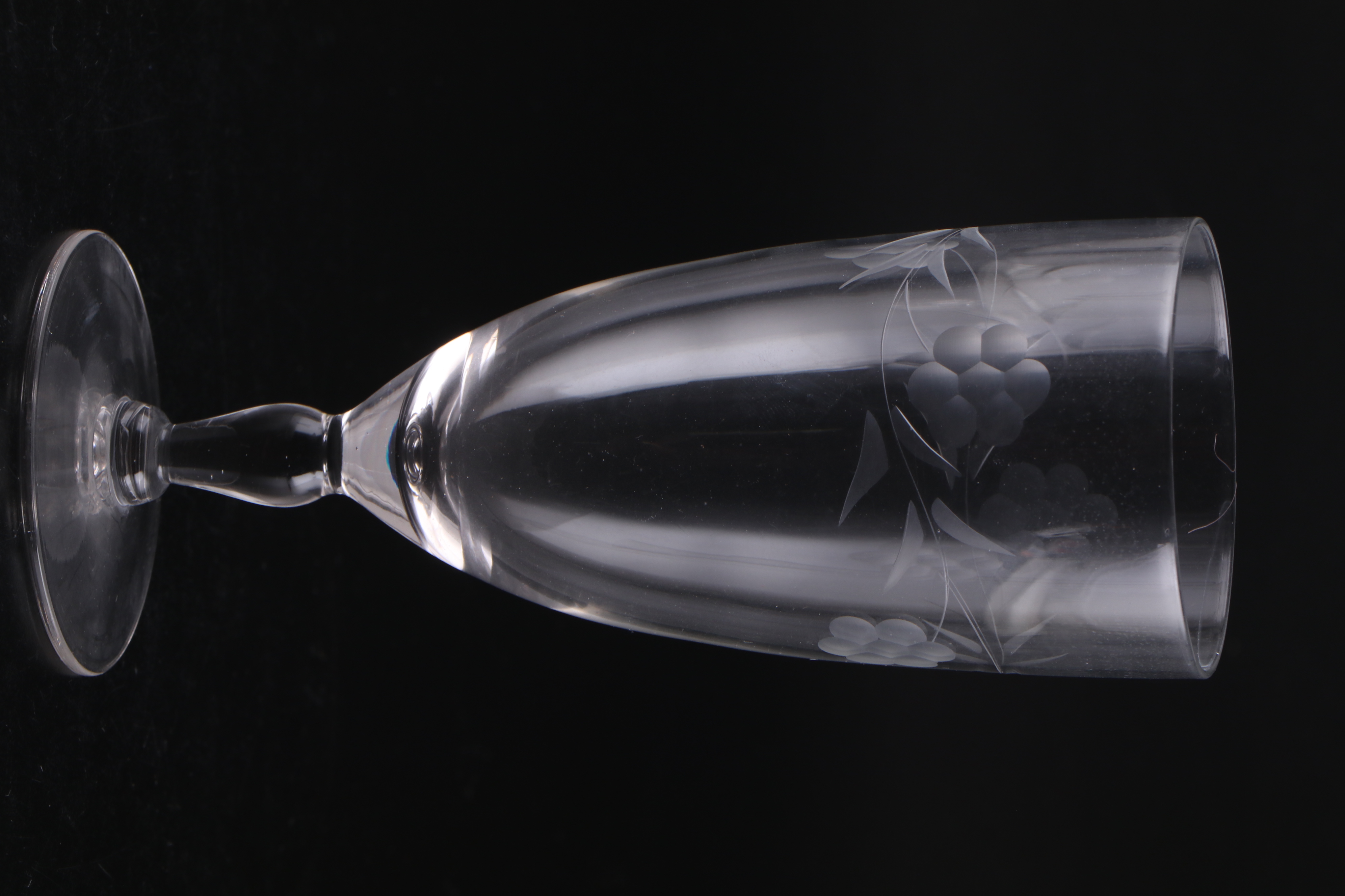 Floral Motif Glass Water Goblets and Lowball Glasses