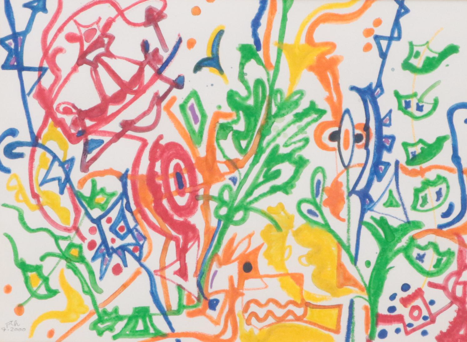 Phyllis Trager Hyman Modern Abstract Watercolor Painting, 2000