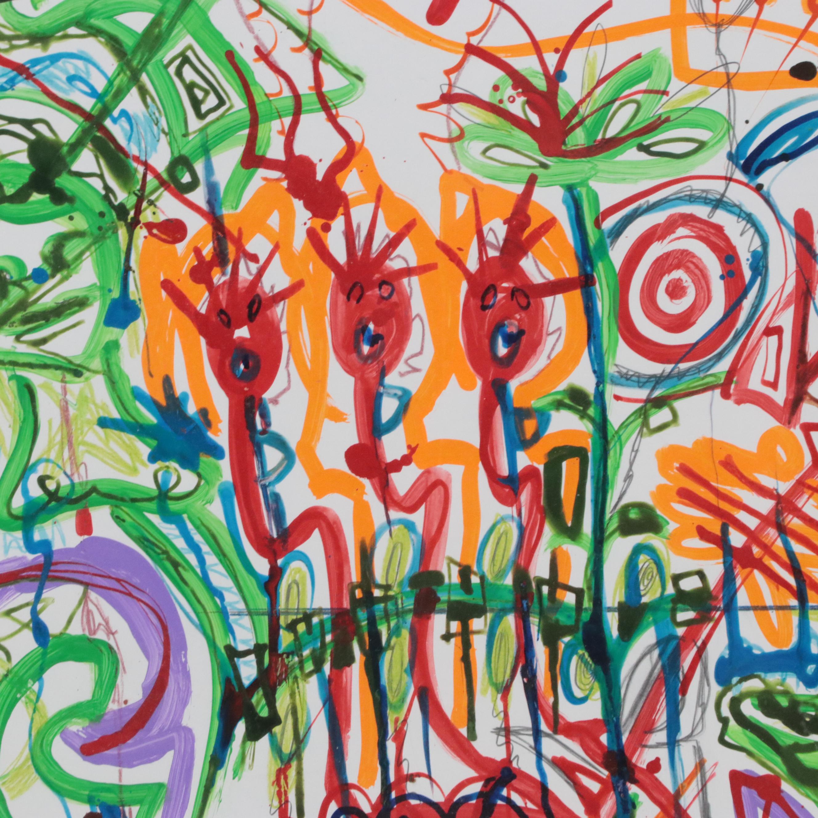 Phyllis Trager Hyman Modern Mixed Media Painting, 2000