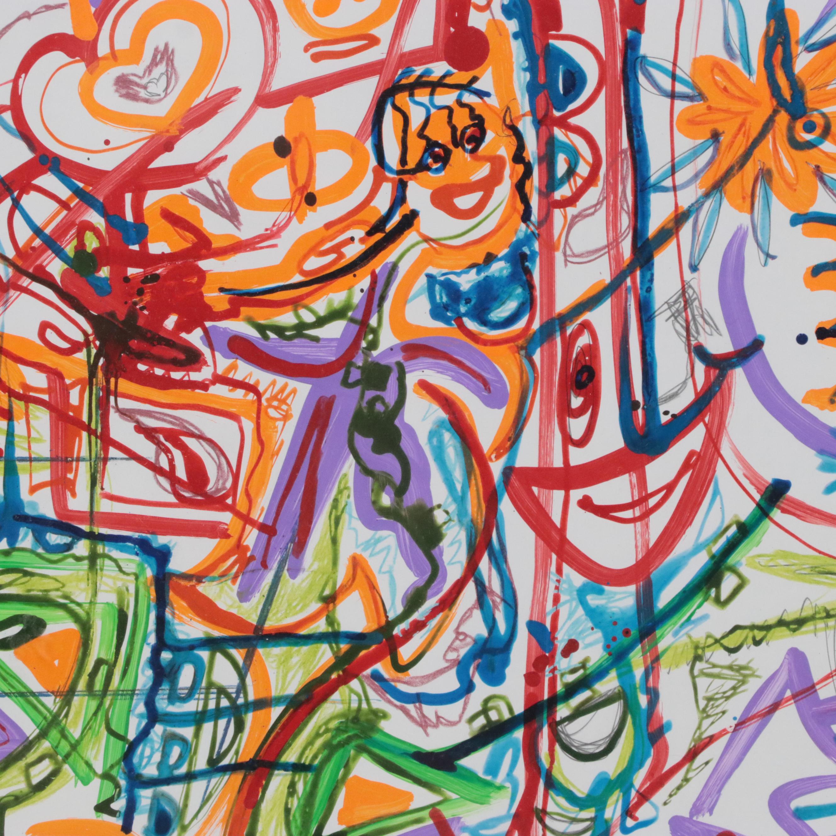 Phyllis Trager Hyman Modern Mixed Media Painting, 2000