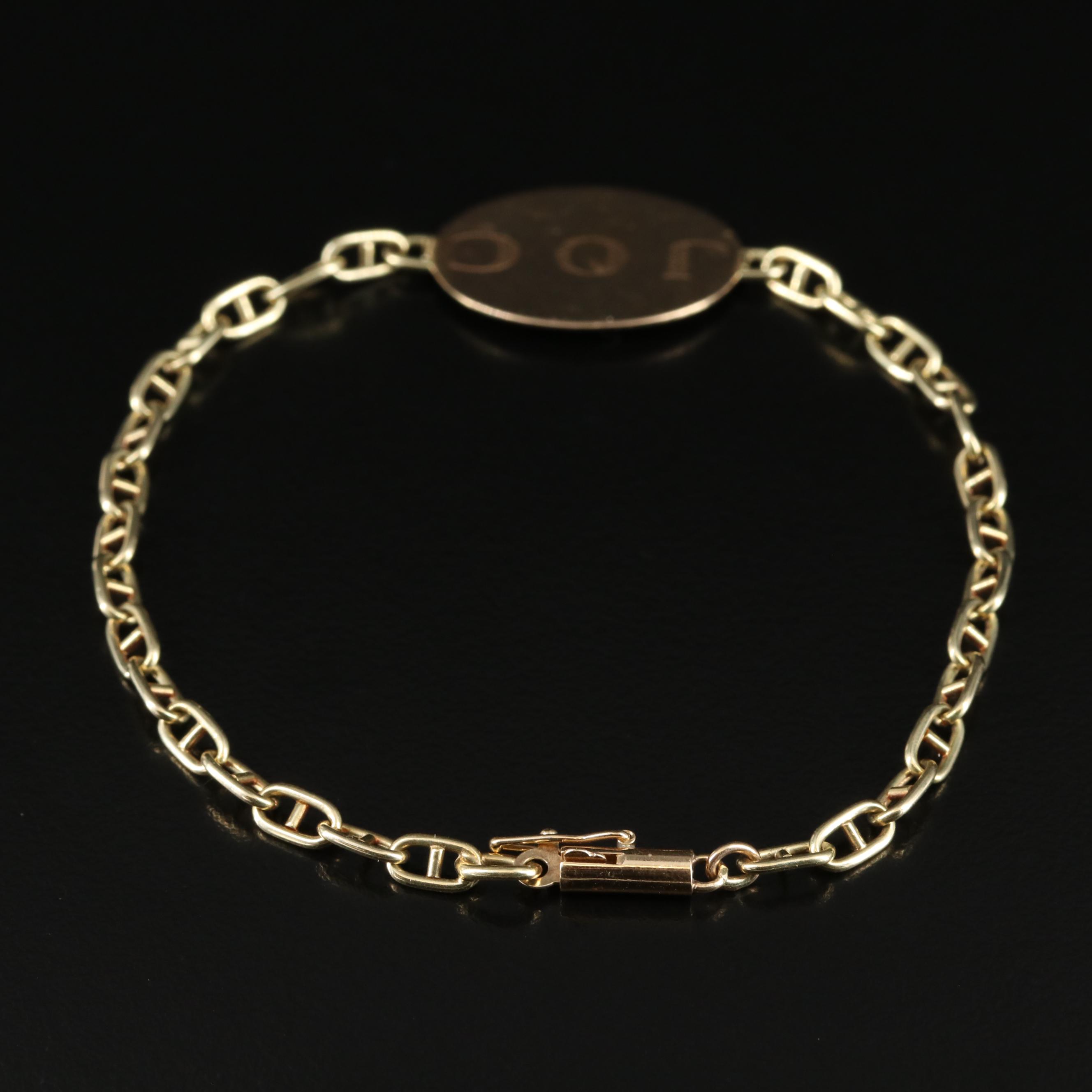 14K Oval ID Bracelet with Mariner Links EBTH