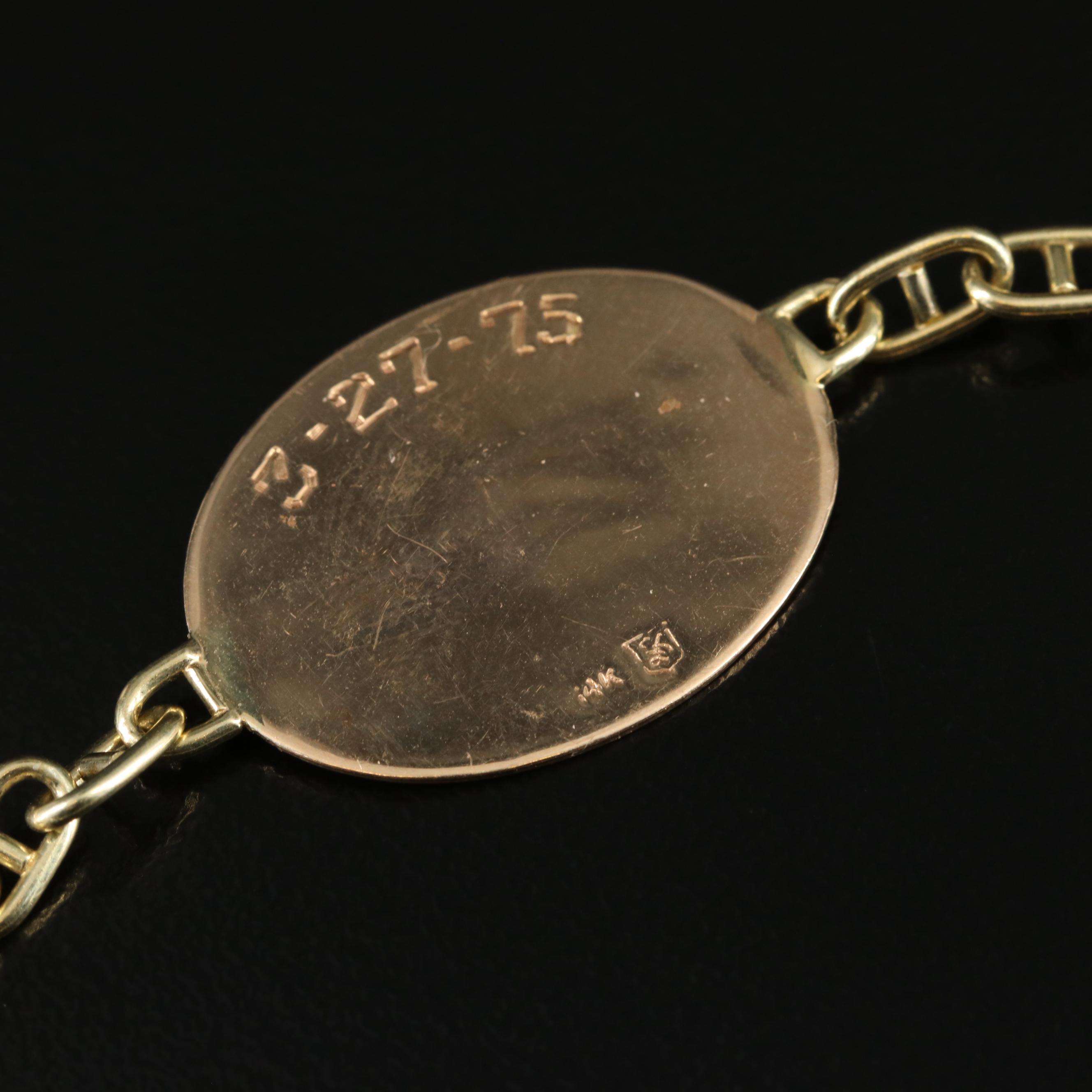 14K Oval ID Bracelet with Mariner Links EBTH