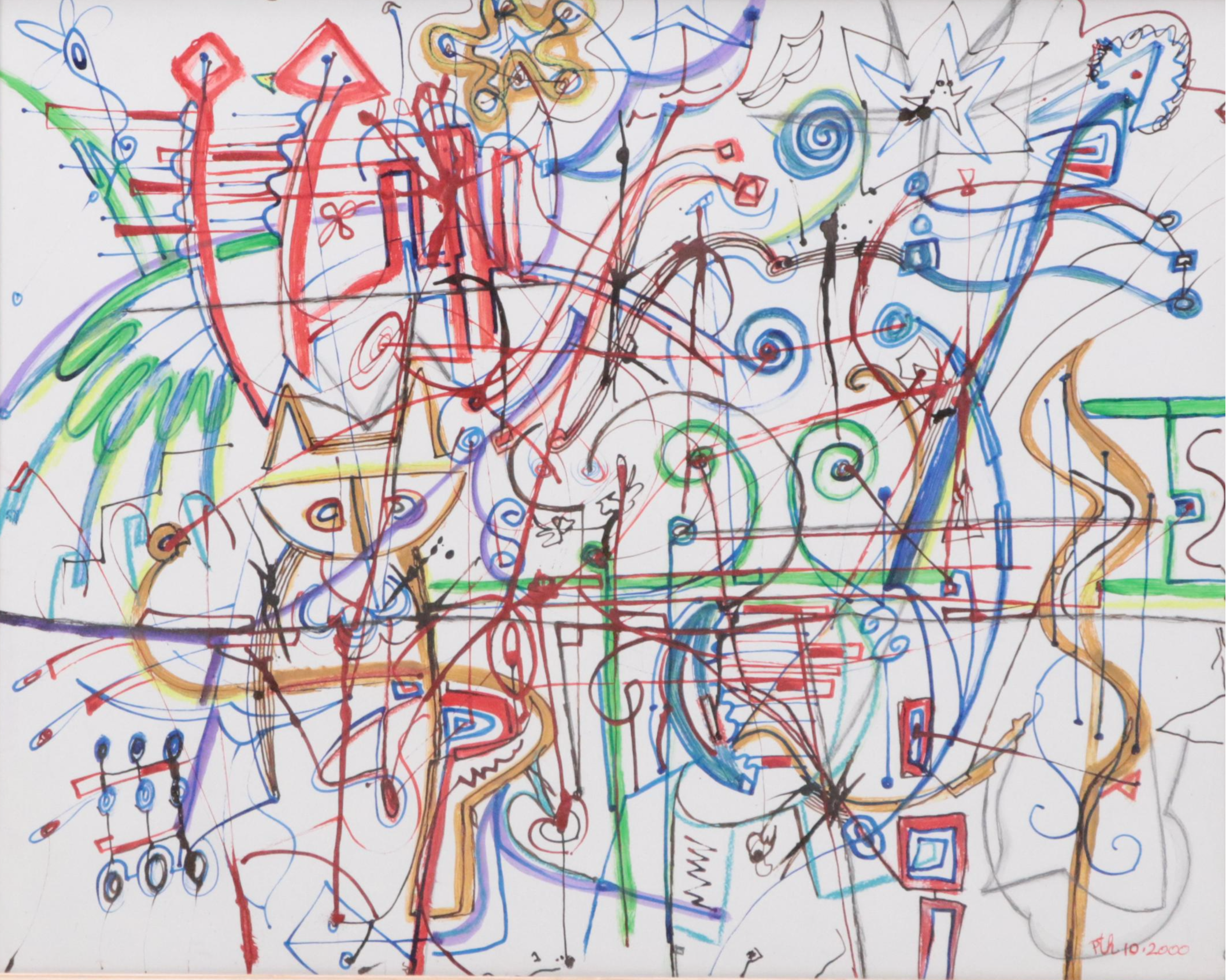 Phyllis Trager Hyman Modern Mixed Media Painting, 2000