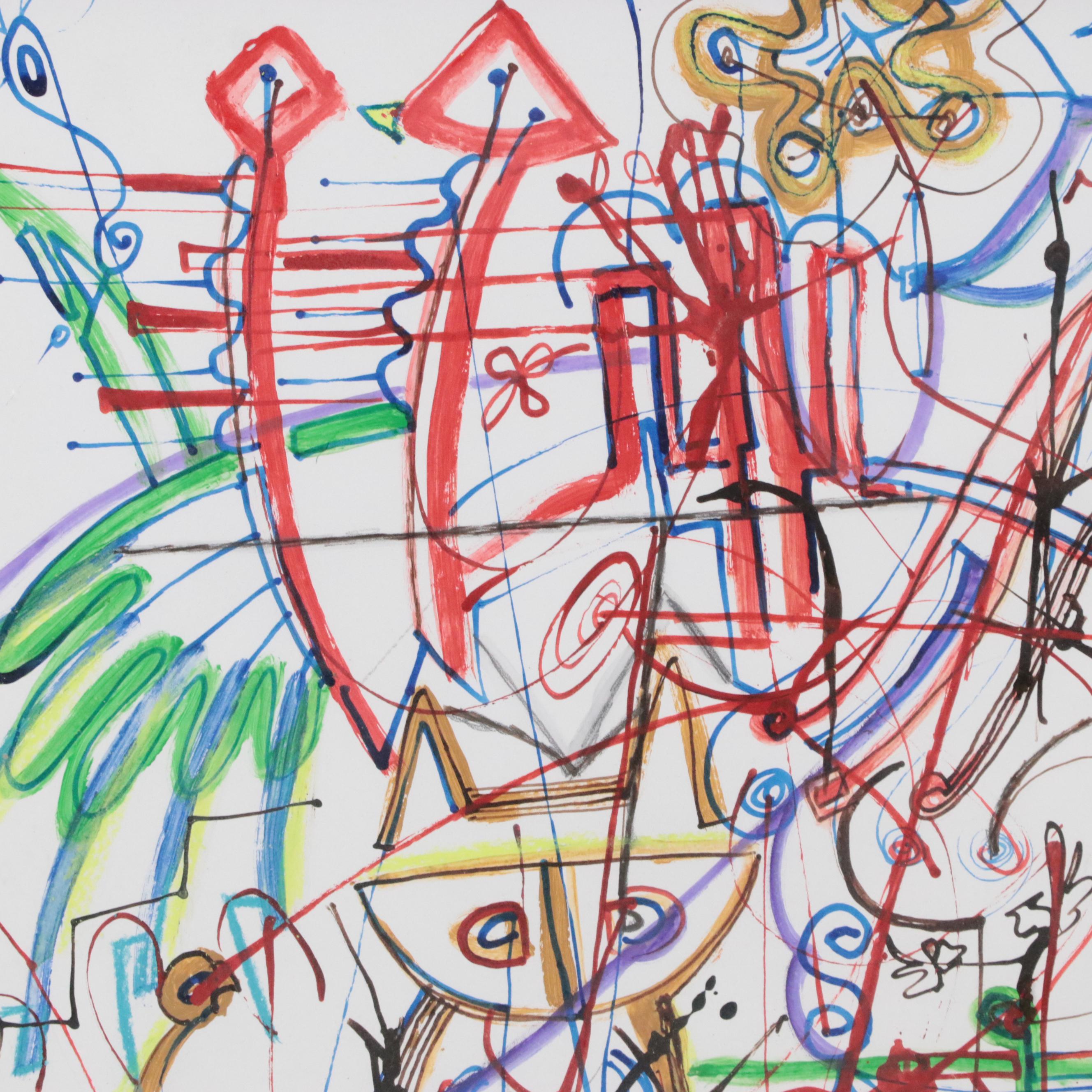 Phyllis Trager Hyman Modern Mixed Media Painting, 2000