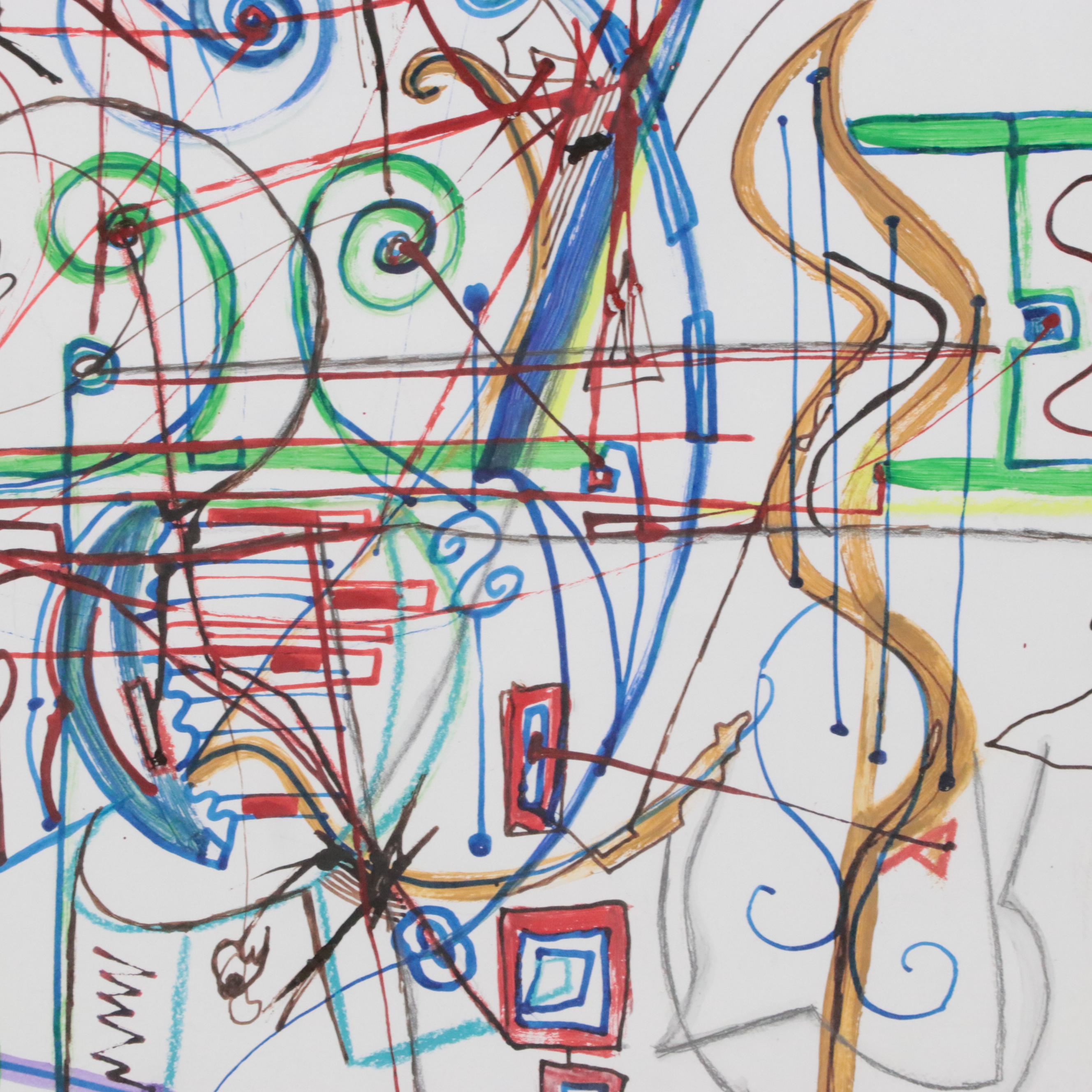 Phyllis Trager Hyman Modern Mixed Media Painting, 2000