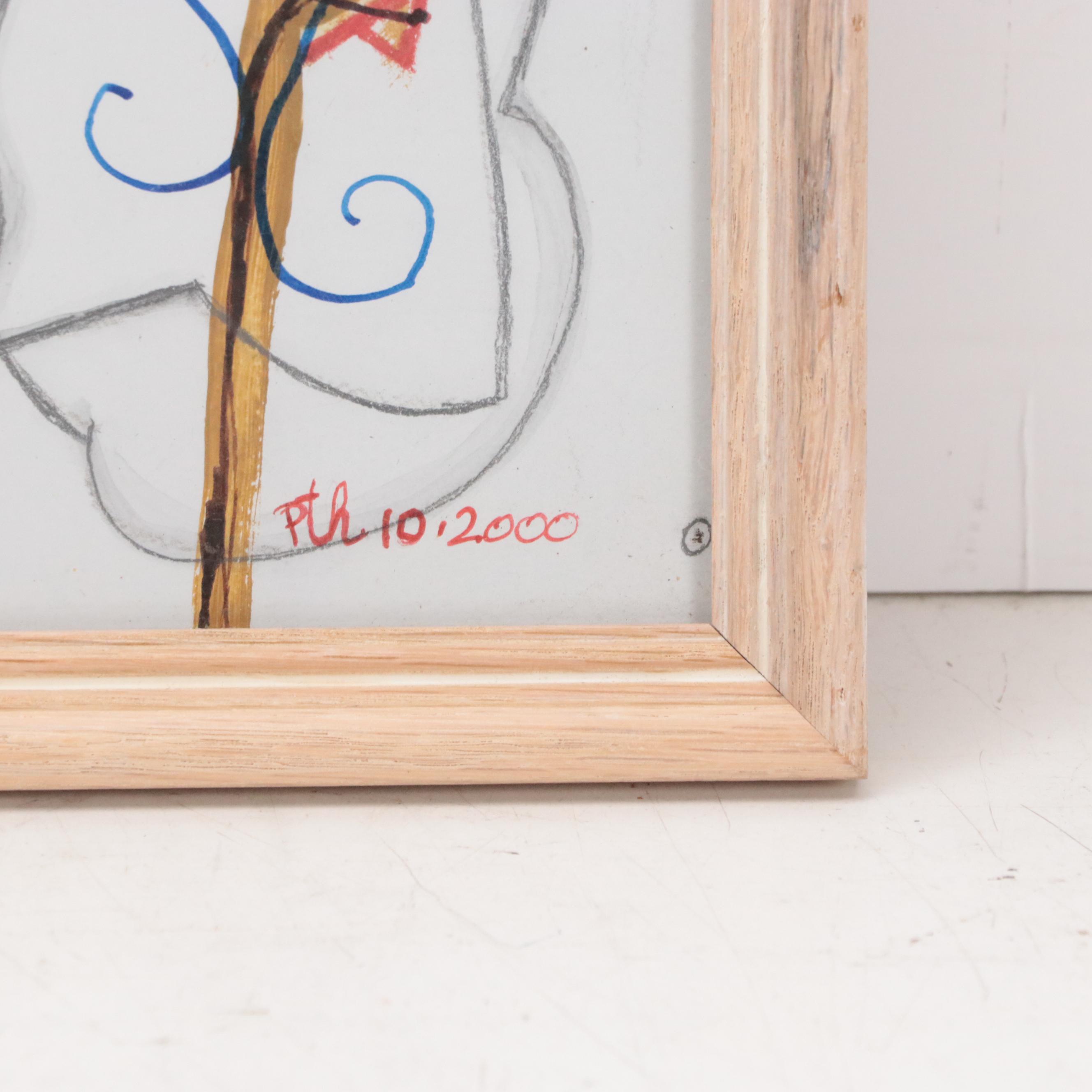 Phyllis Trager Hyman Modern Mixed Media Painting, 2000