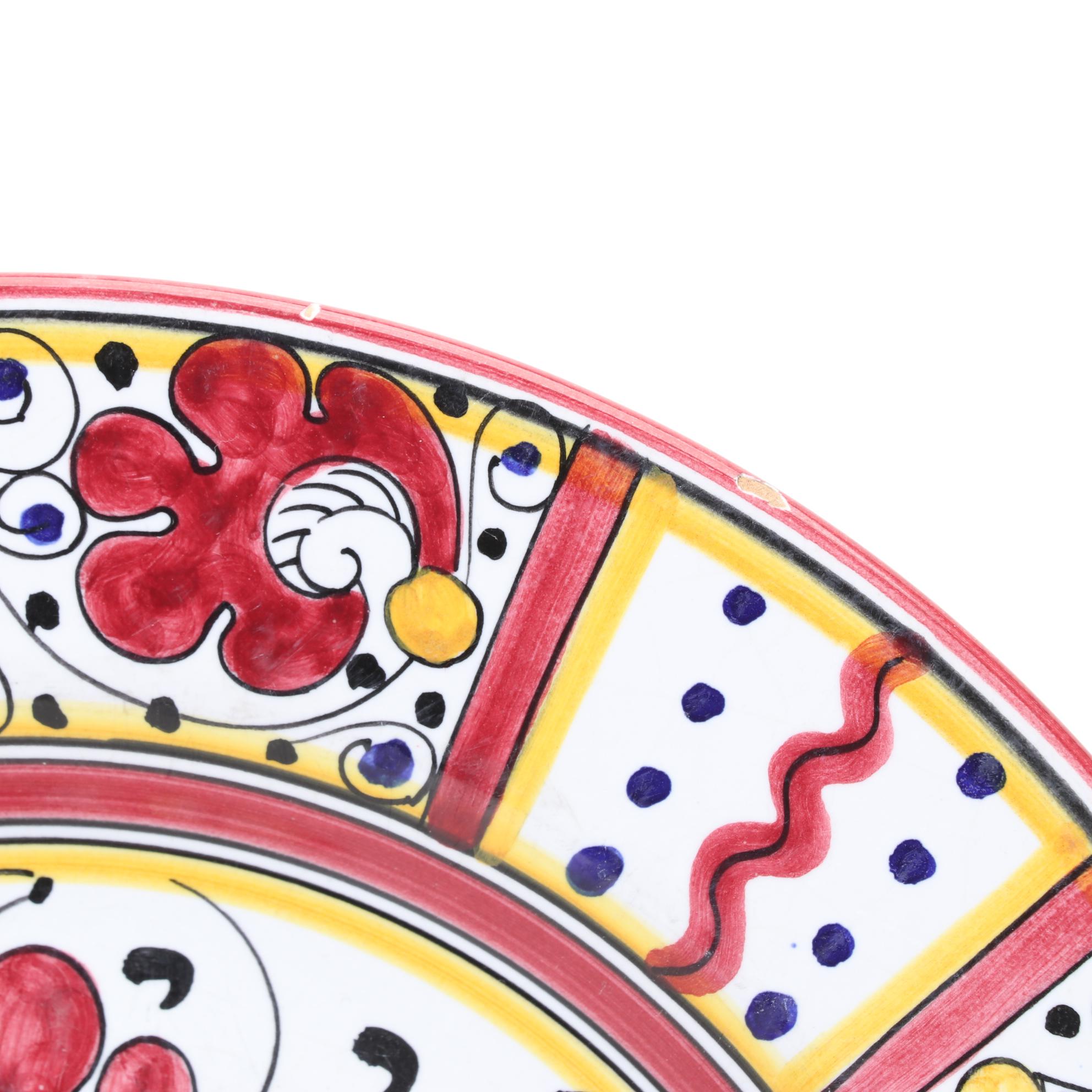 Fima Deruta Italy Hand Painted "Red Rooster" Dinnerware