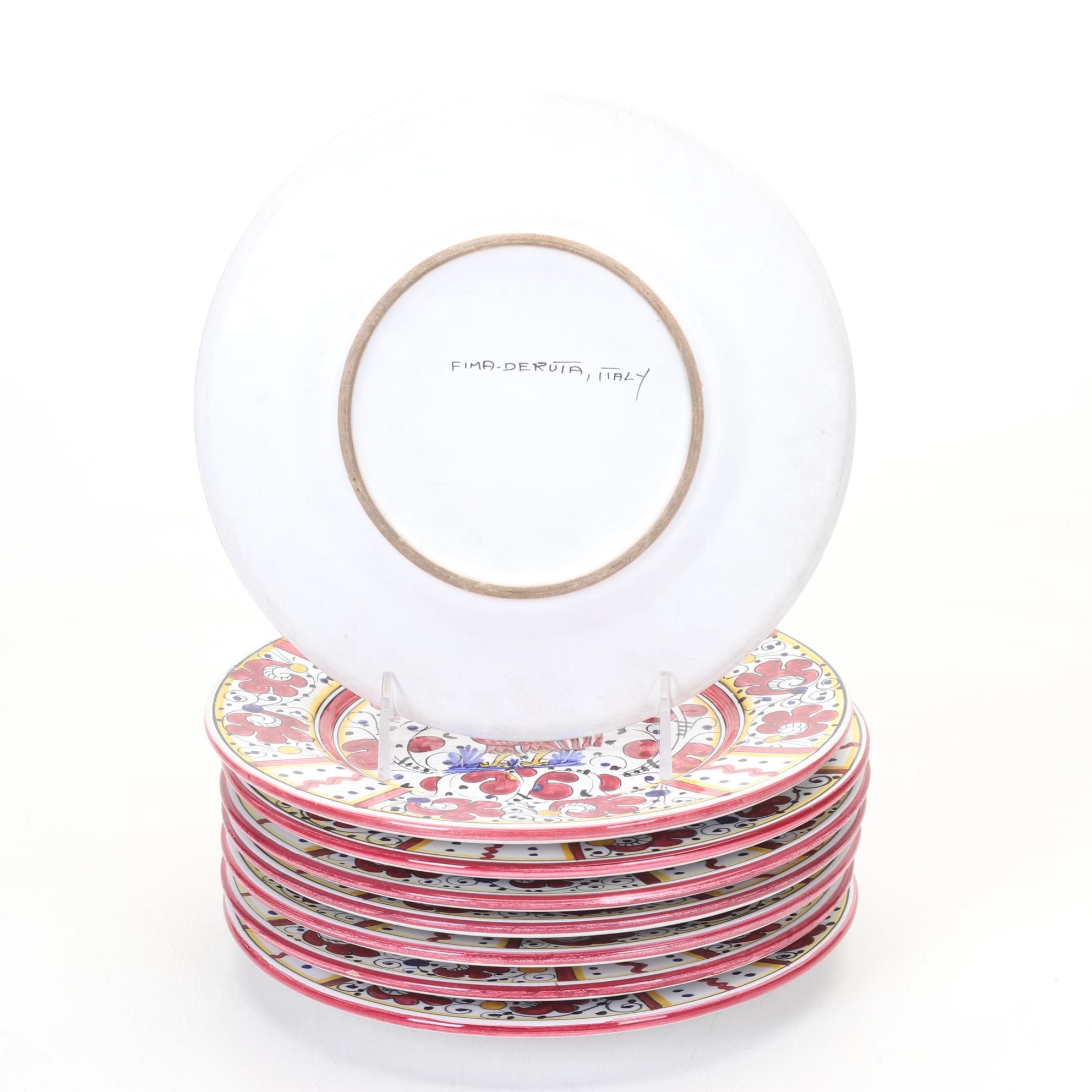 Fima Deruta Italy Hand Painted "Red Rooster" Dinnerware