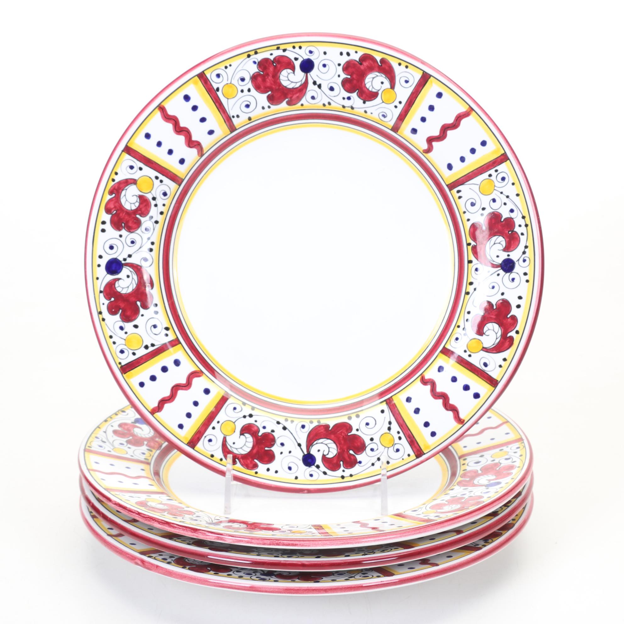 Fima Deruta Italy Hand Painted "Red Rooster" Dinnerware