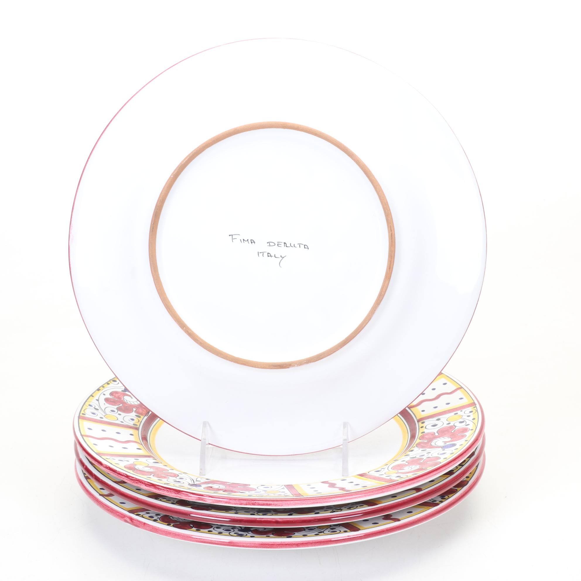 Fima Deruta Italy Hand Painted "Red Rooster" Dinnerware