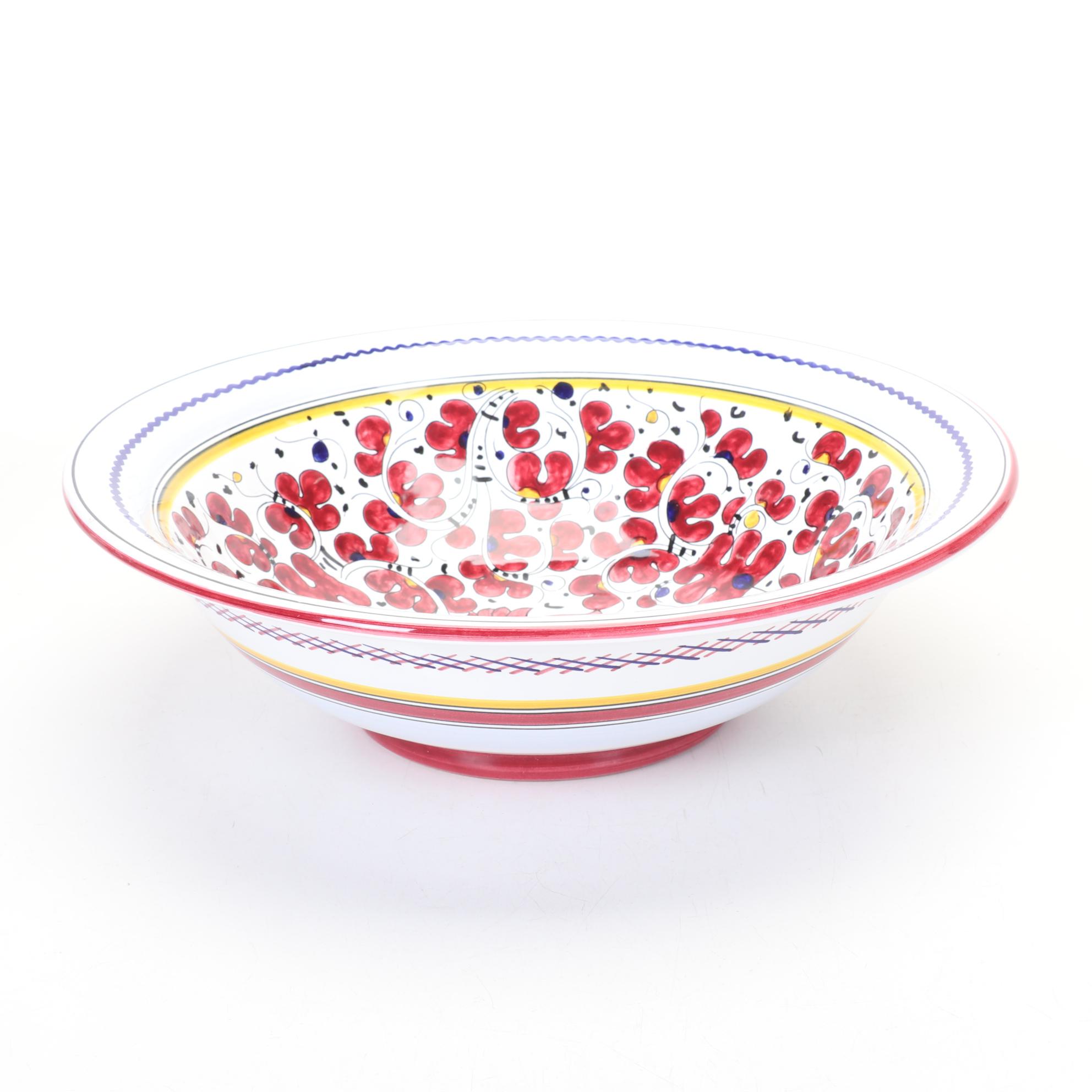 Fima Deruta Italy Hand Painted "Red Rooster" Dinnerware