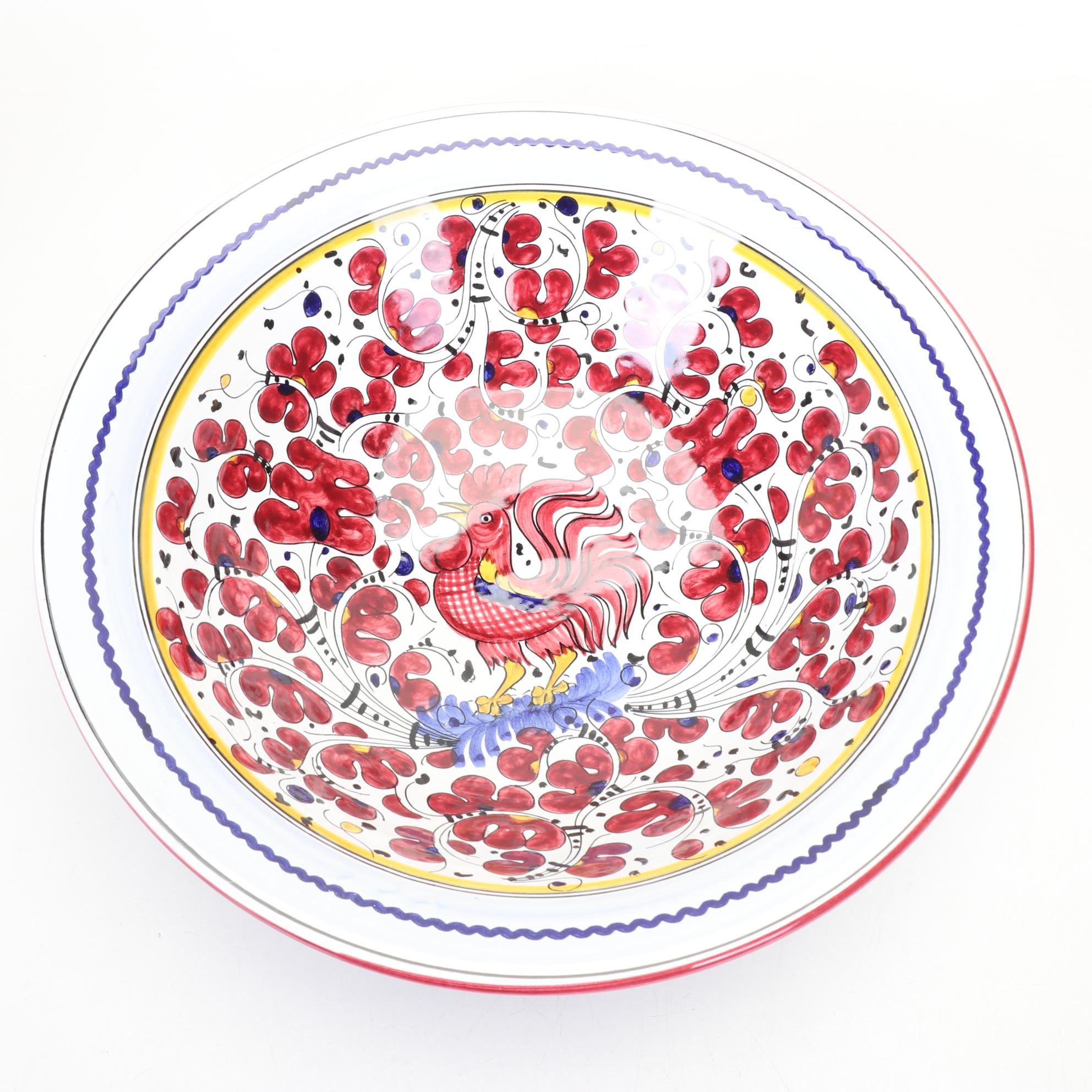 Fima Deruta Italy Hand Painted "Red Rooster" Dinnerware