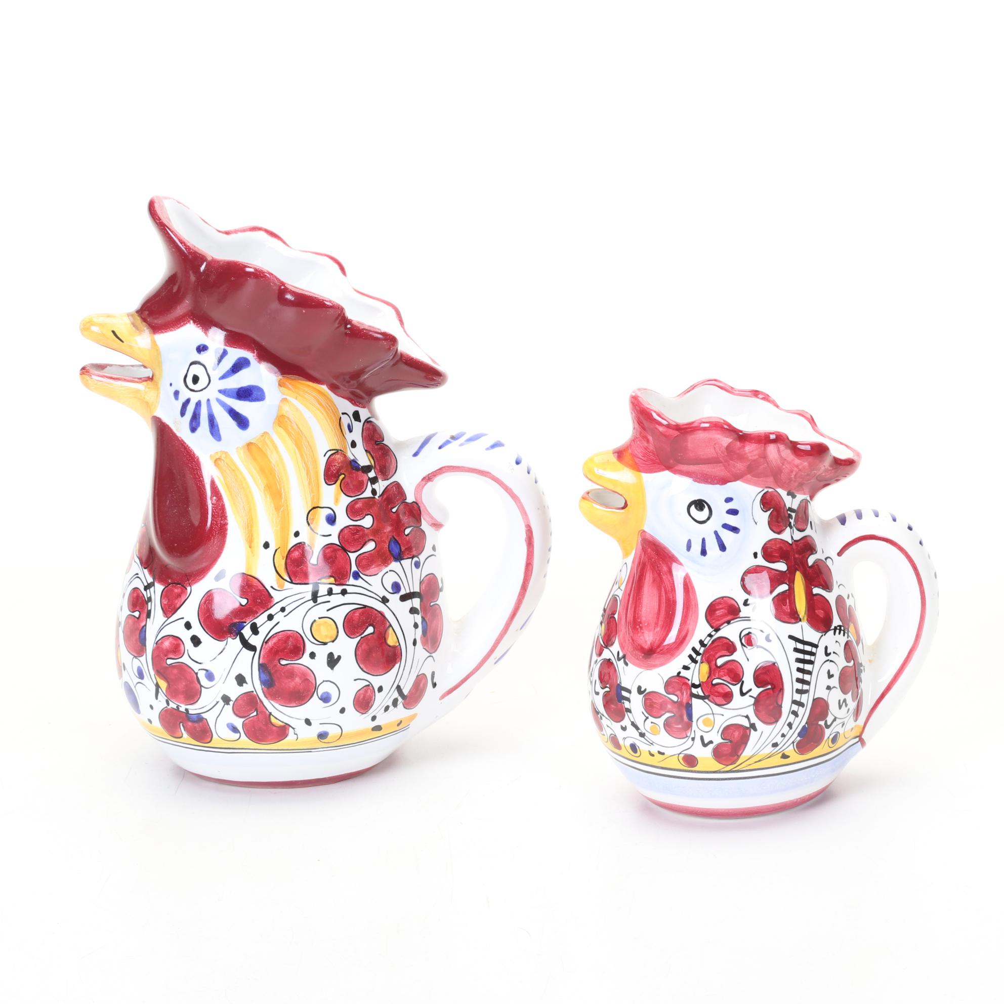 Fima Deruta Italy Hand Painted "Red Rooster" Dinnerware