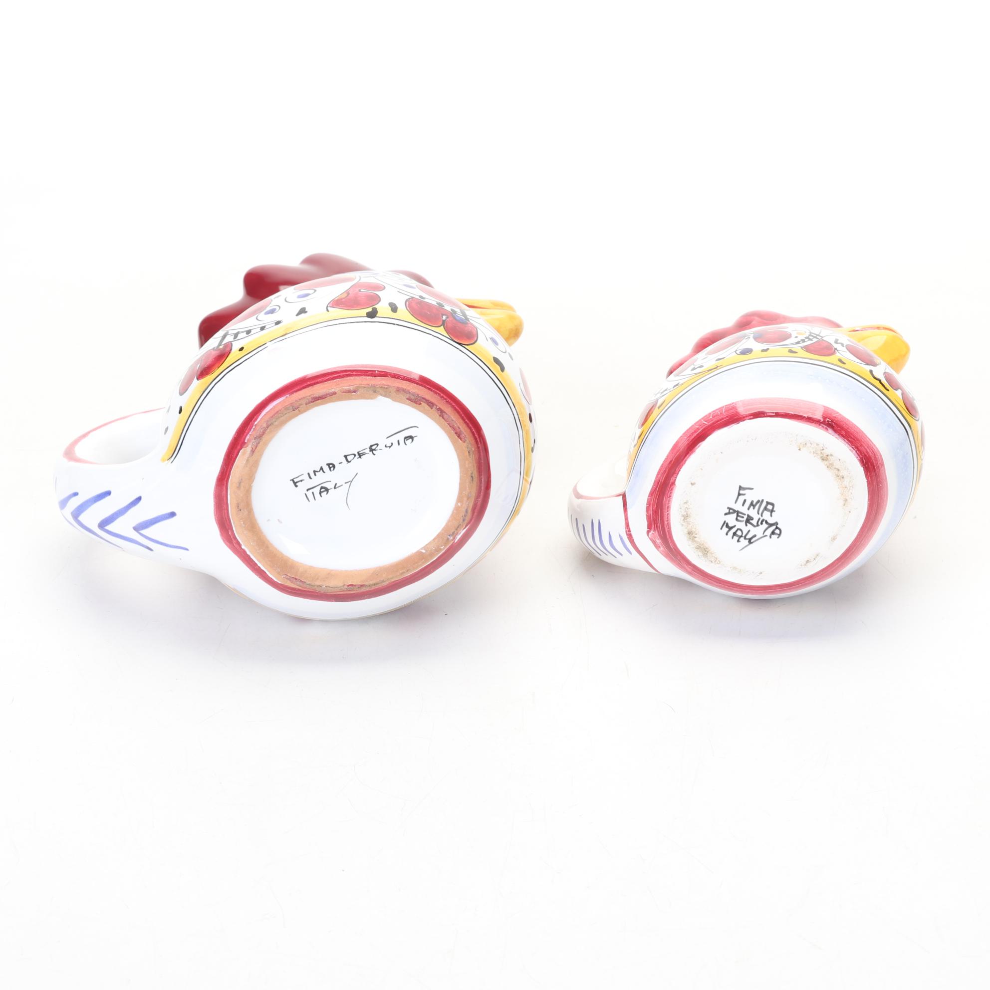 Fima Deruta Italy Hand Painted "Red Rooster" Dinnerware