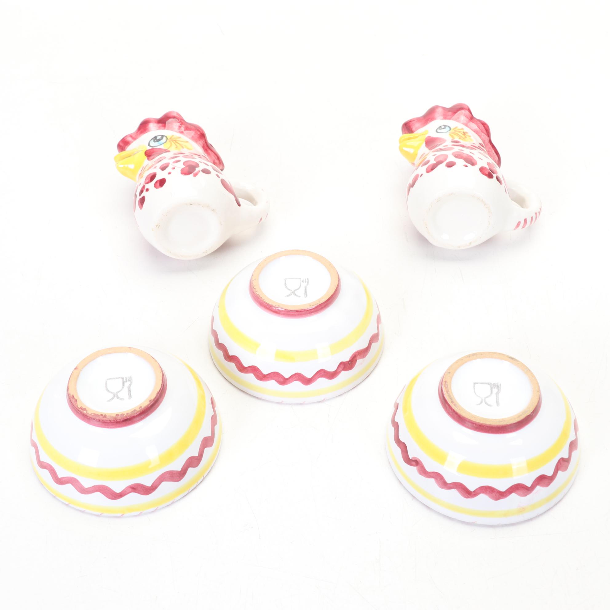 Fima Deruta Italy Hand Painted "Red Rooster" Dinnerware