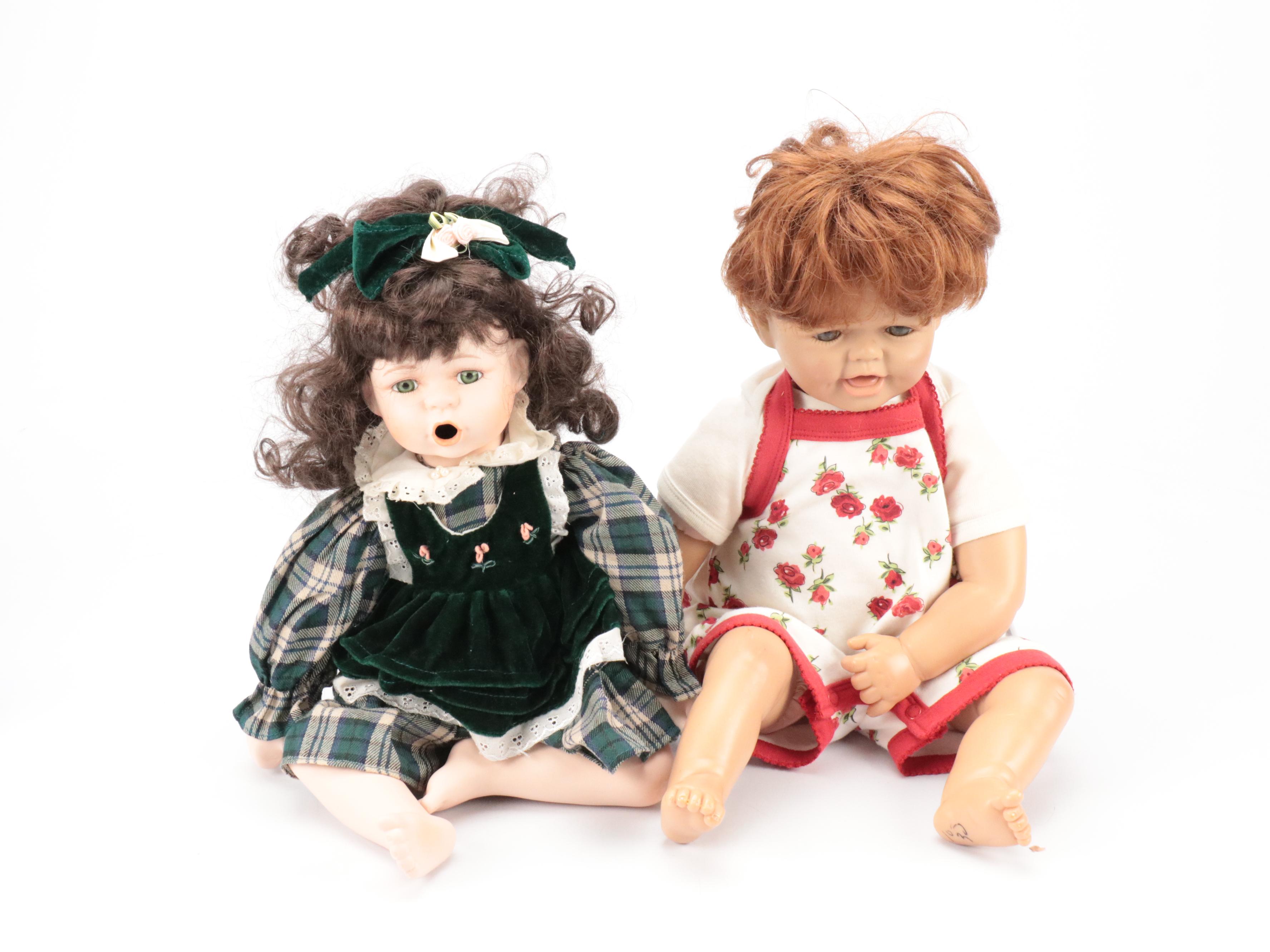 Expressive and Reposed Porcelain and Plastic Baby Dolls, Late 20th Century