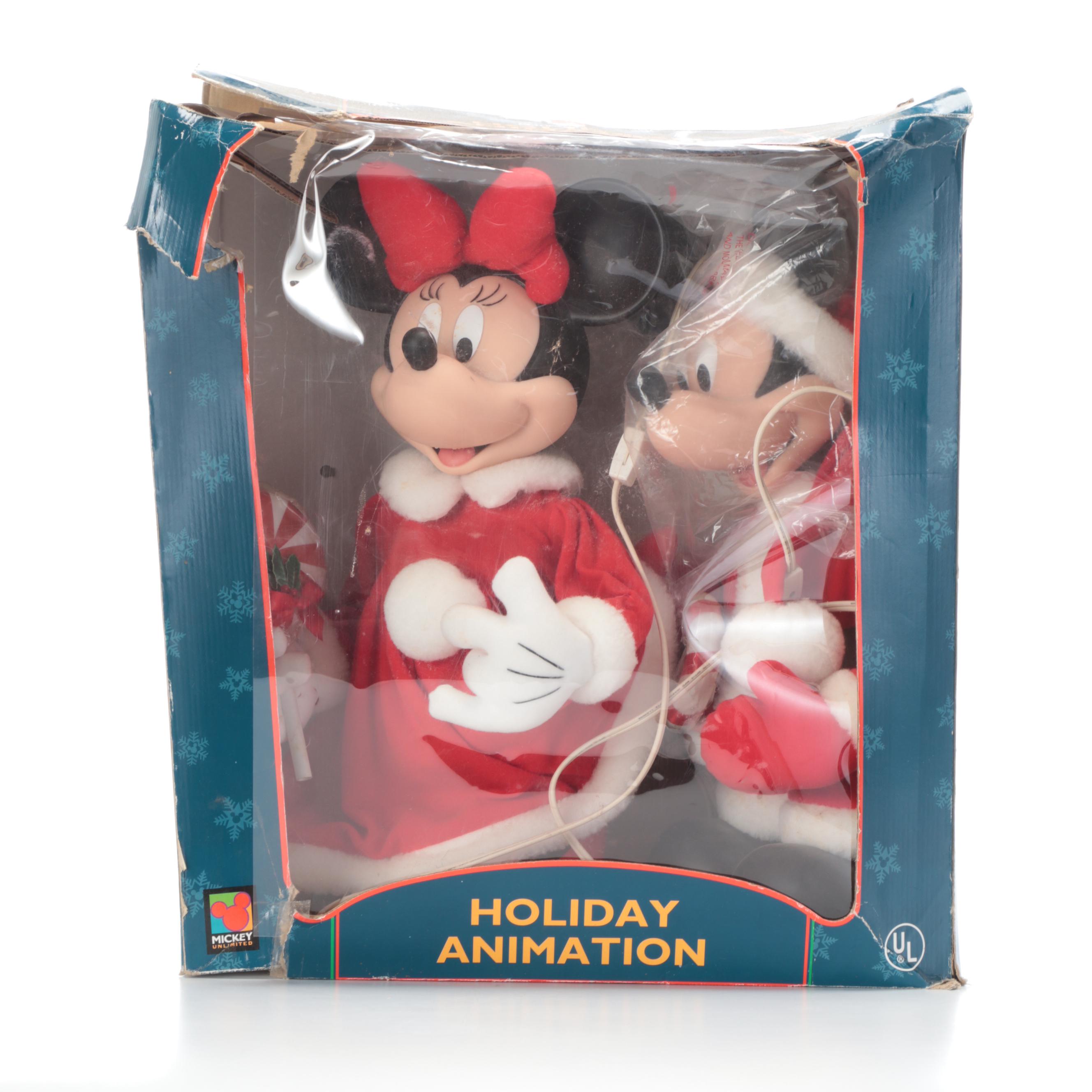 Santa's Best Animated Mickey Mouse and Minnie Santa Claus Figures