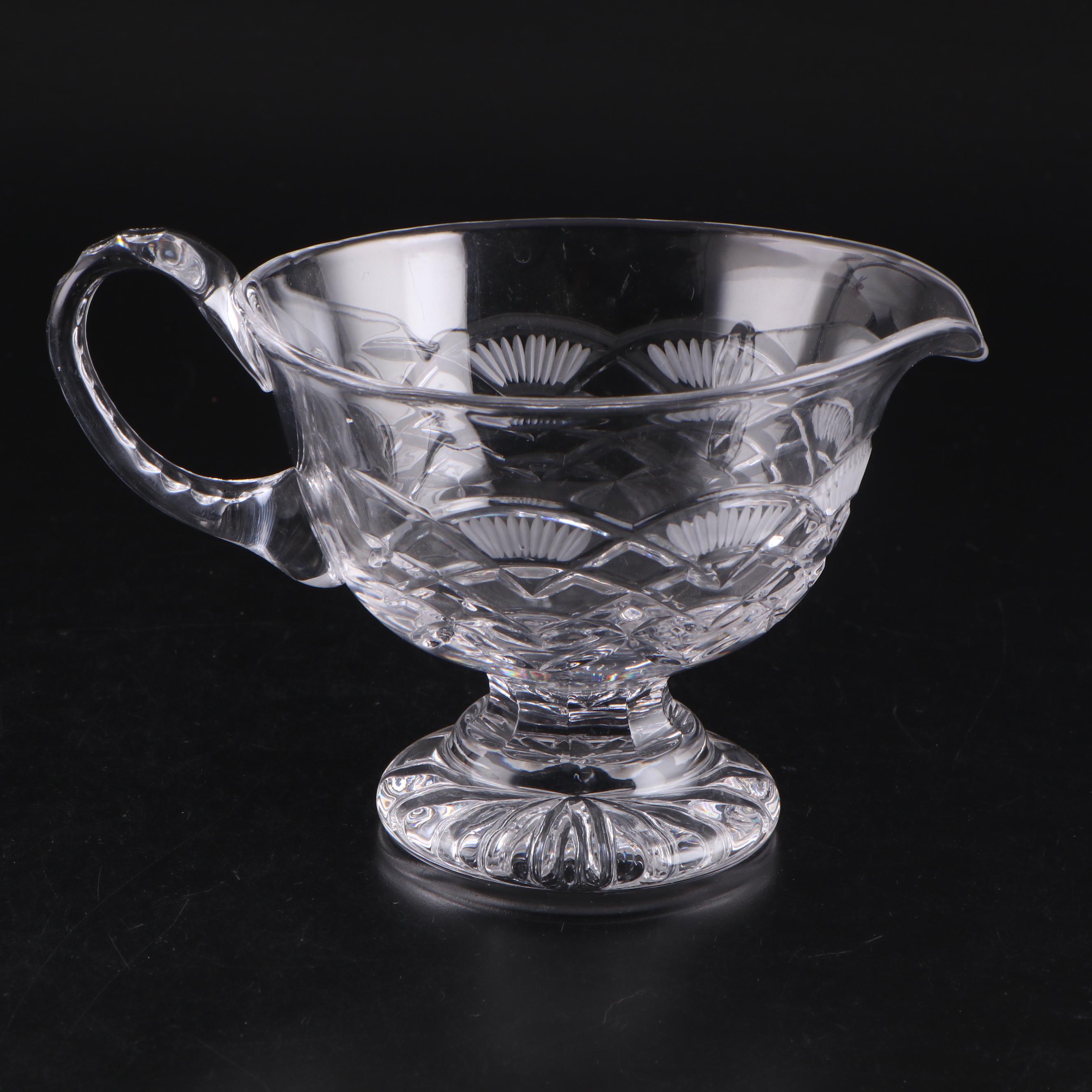 American Brilliant Style Cut Crystal Compote with Pressed Glass Pitcher