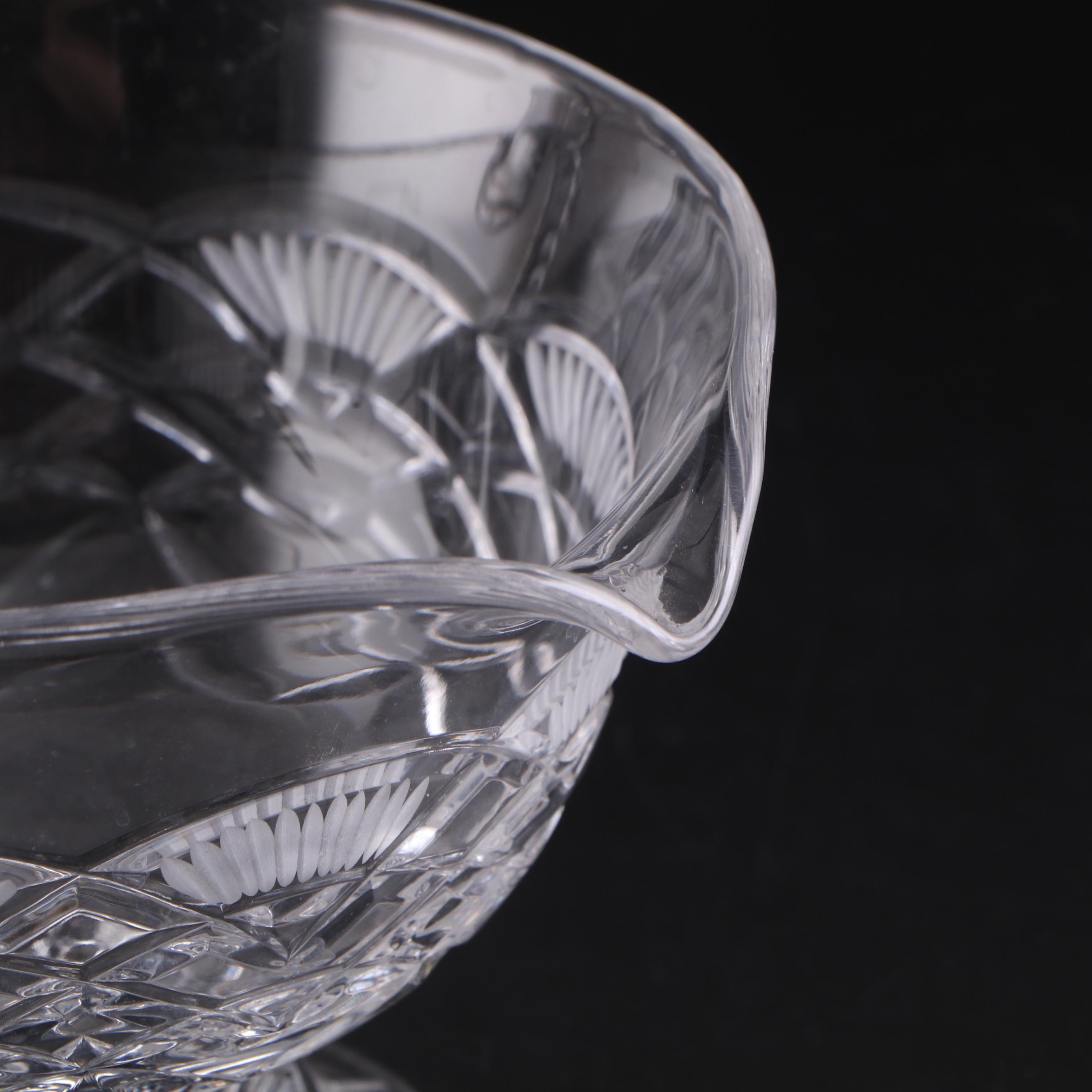 American Brilliant Style Cut Crystal Compote with Pressed Glass Pitcher