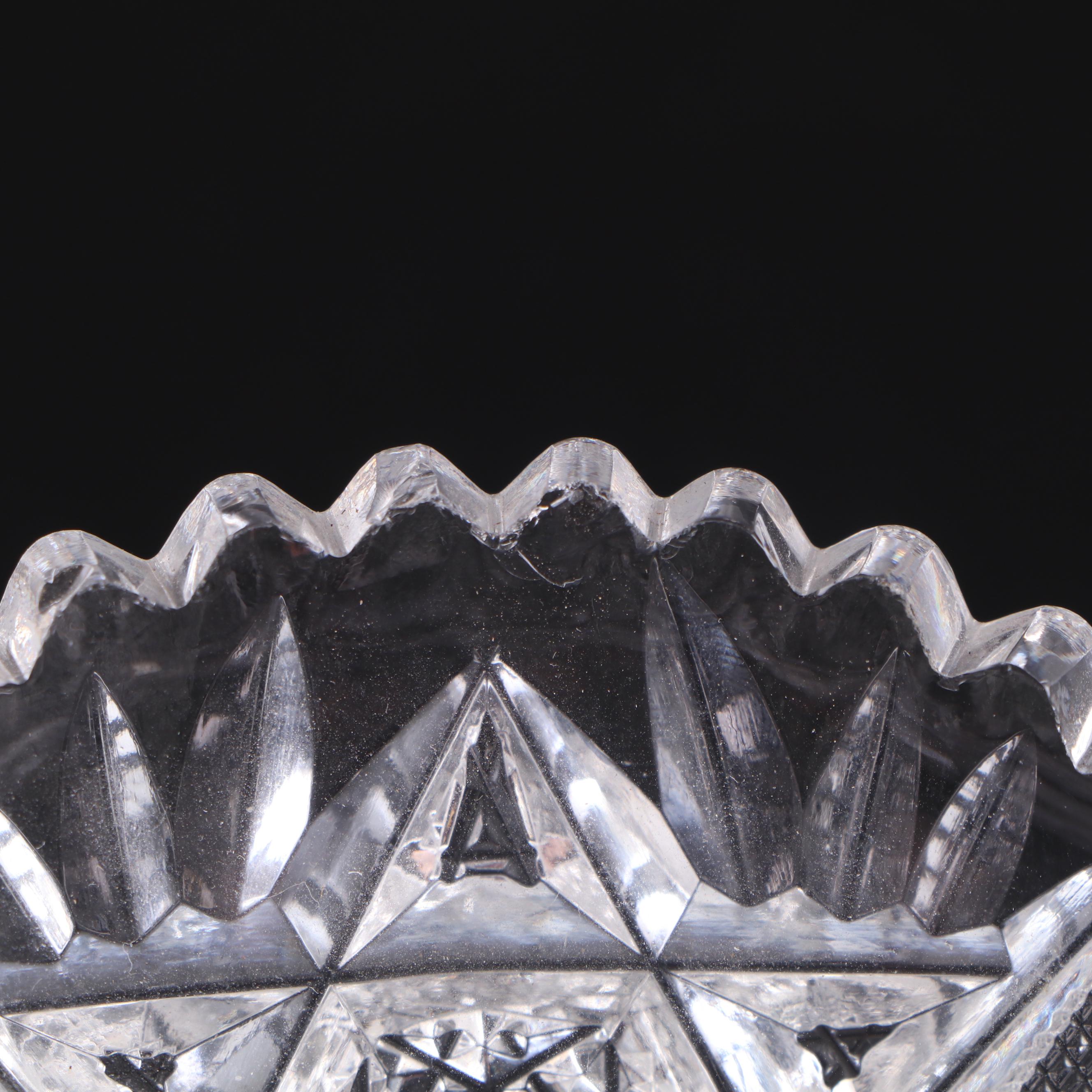 American Brilliant Style Cut Crystal Compote with Pressed Glass Pitcher