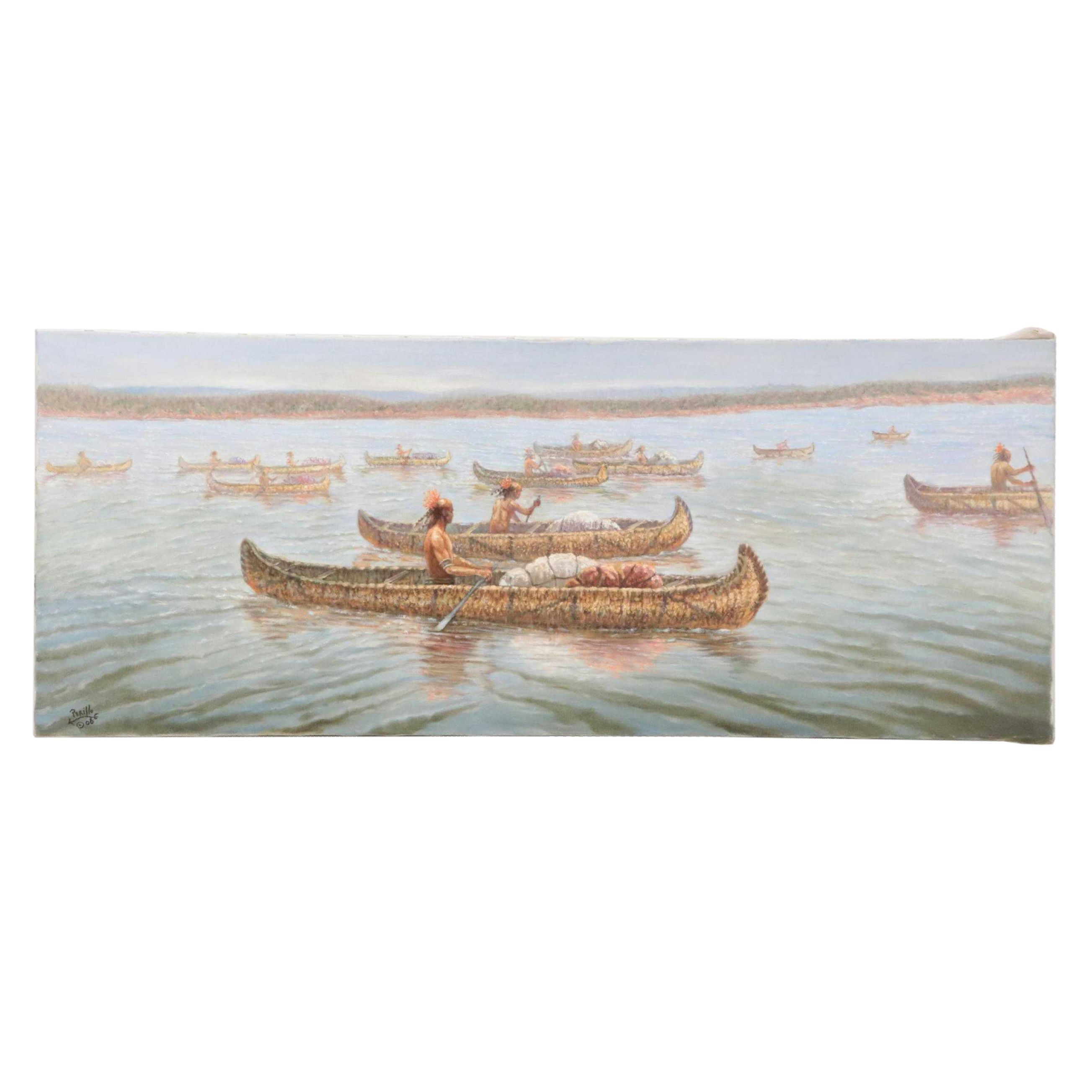 Gregory Perillo Western Genre Oil Painting "A View from S.I. to Brooklyn..."