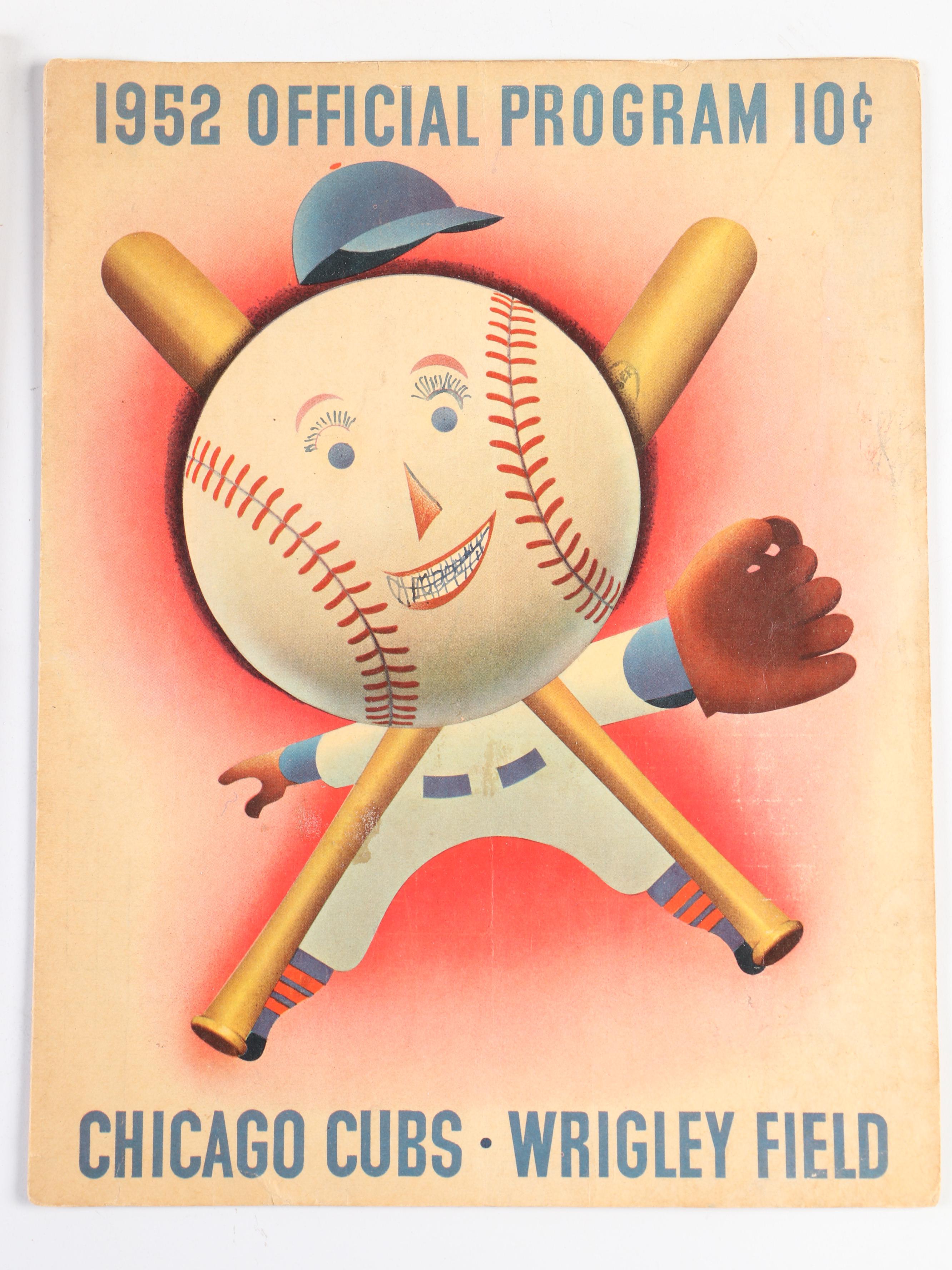 Harmon Killebrew Signed Print with 1952 Chicago Cubs Official Program and More