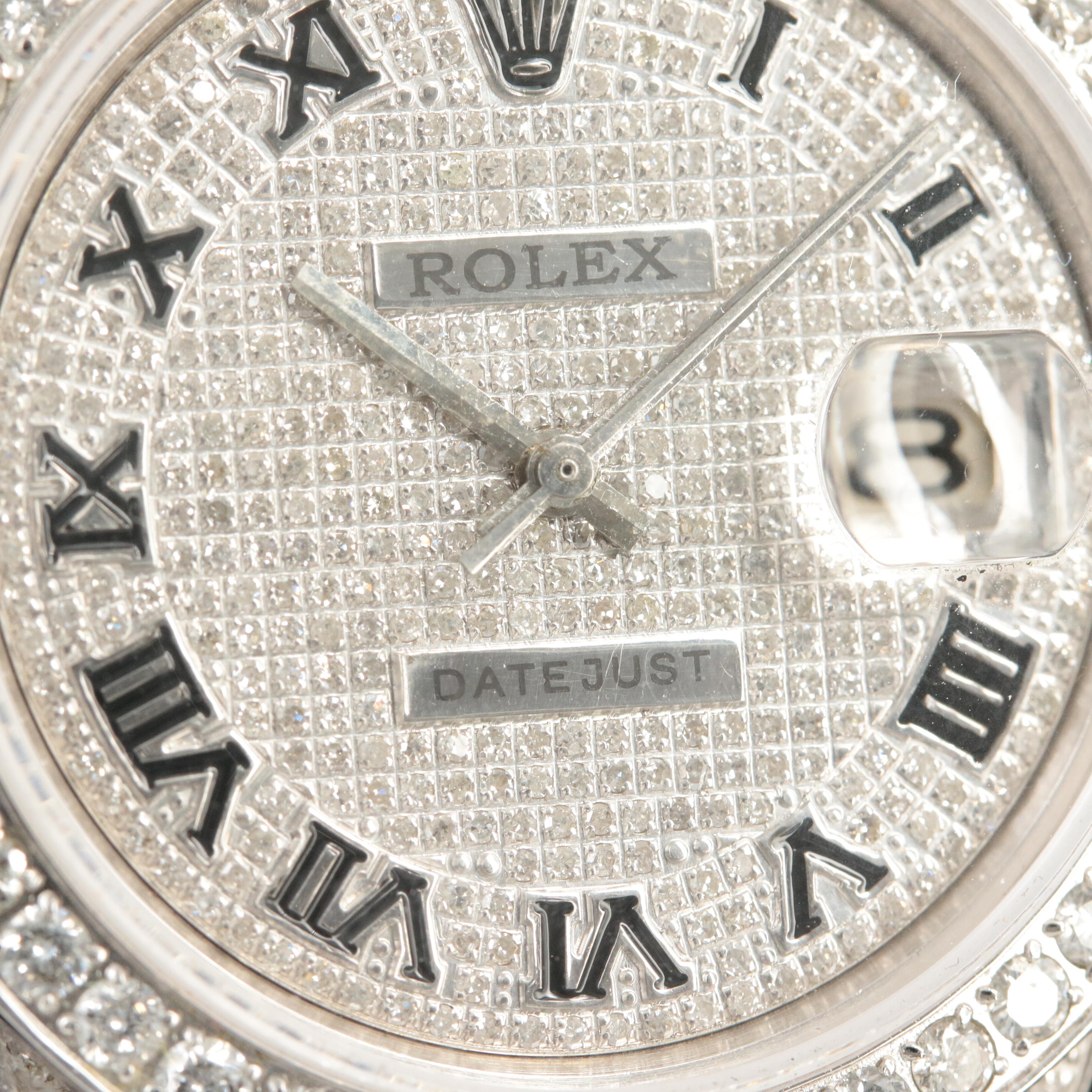 1964 Rolex 6.85 CTW Custom Diamond Datejust Watch