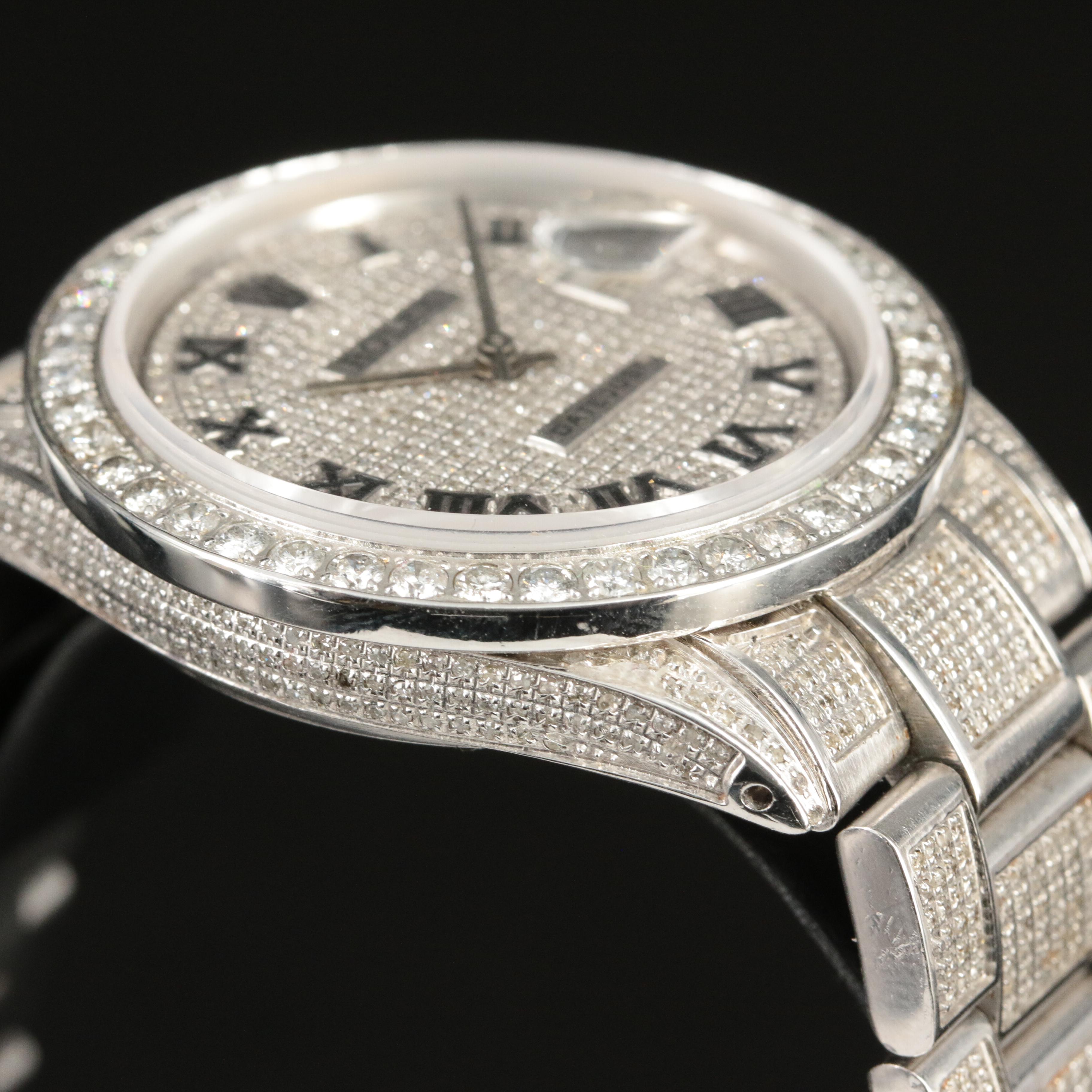 1964 Rolex 6.85 CTW Custom Diamond Datejust Watch