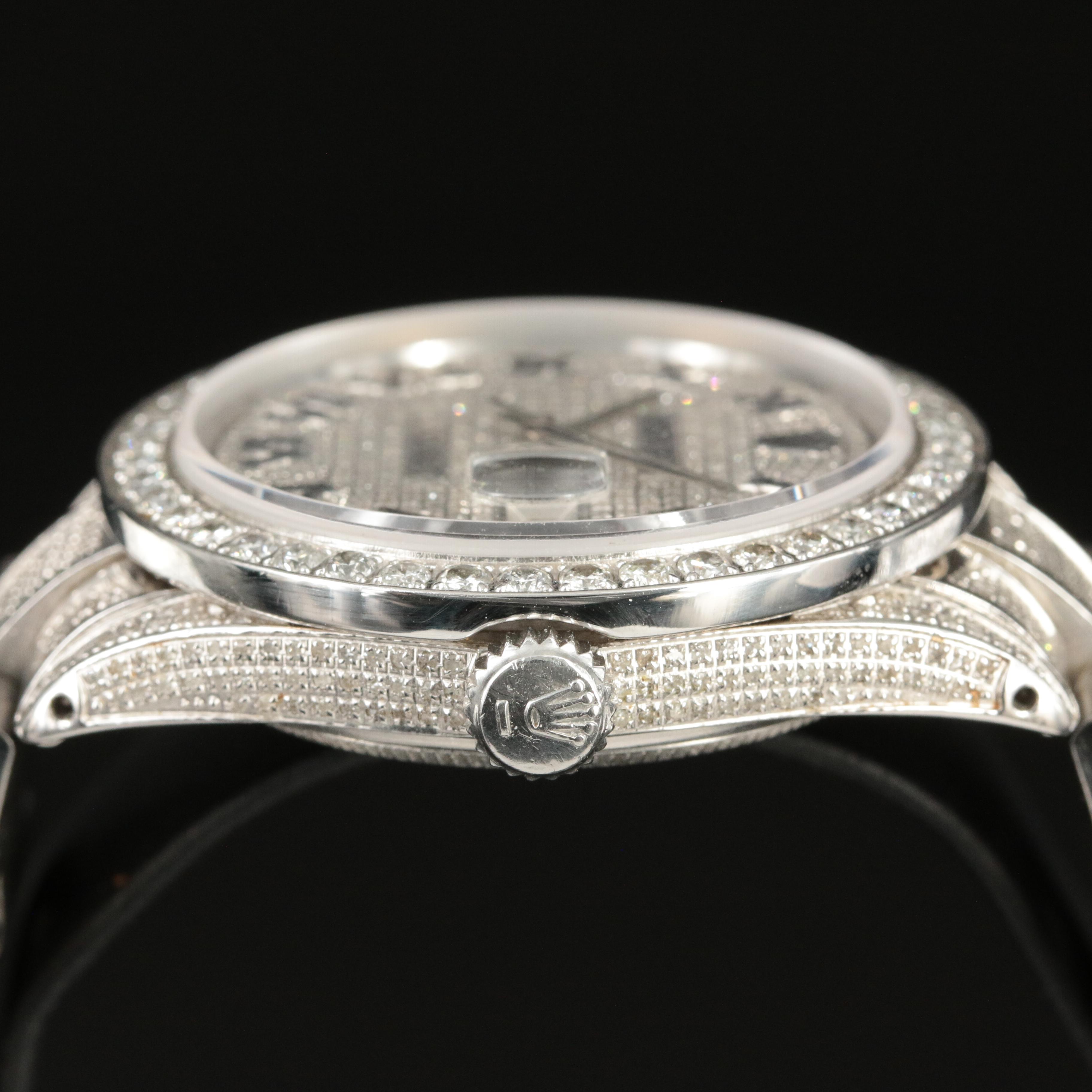 1964 Rolex 6.85 CTW Custom Diamond Datejust Watch