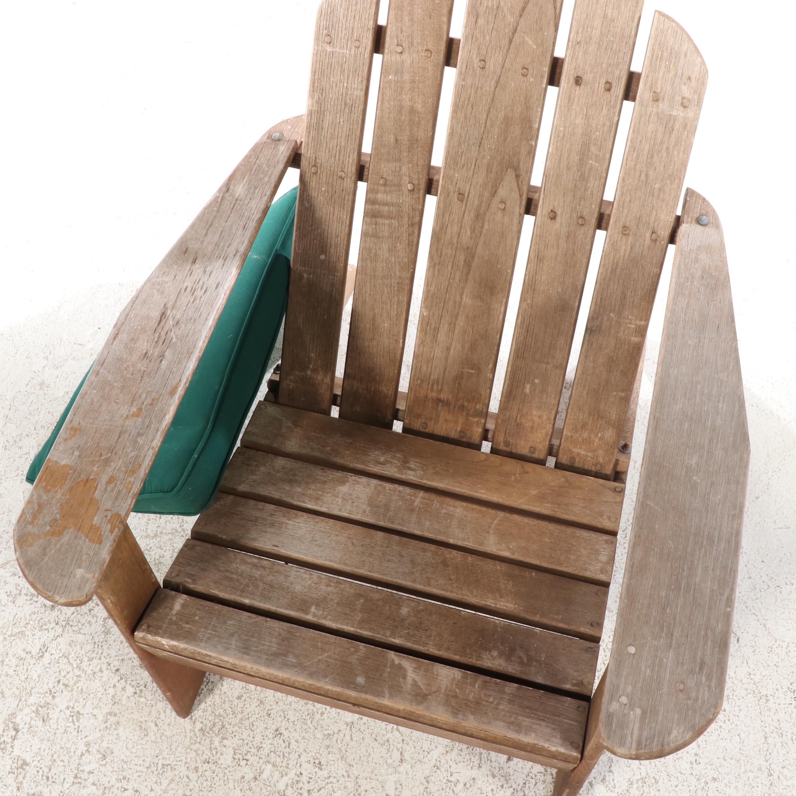 Pair of Smith & Hawken Teak Patio Lounge Chairs with Ottomans