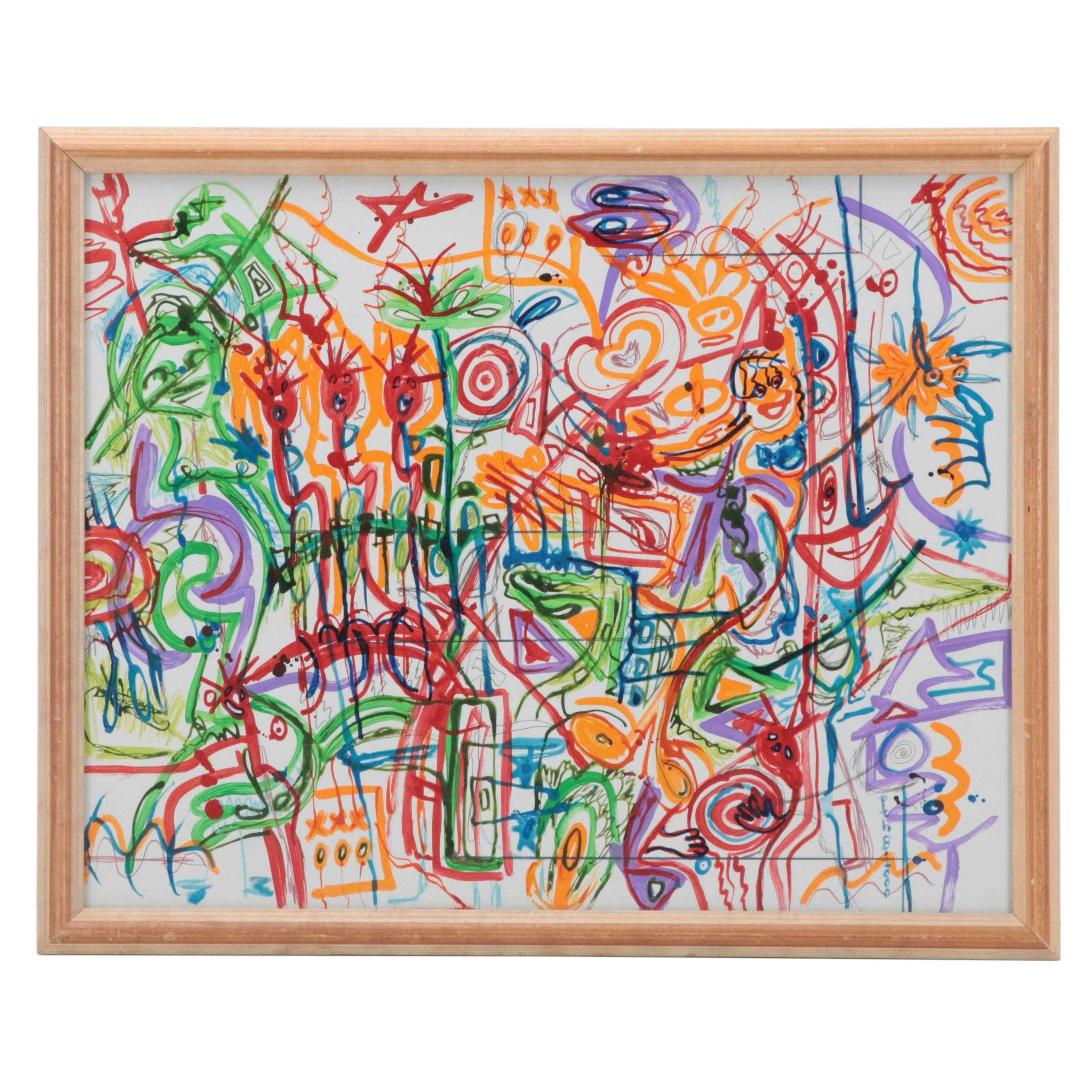 Phyllis Trager Hyman Modern Mixed Media Painting, 2000