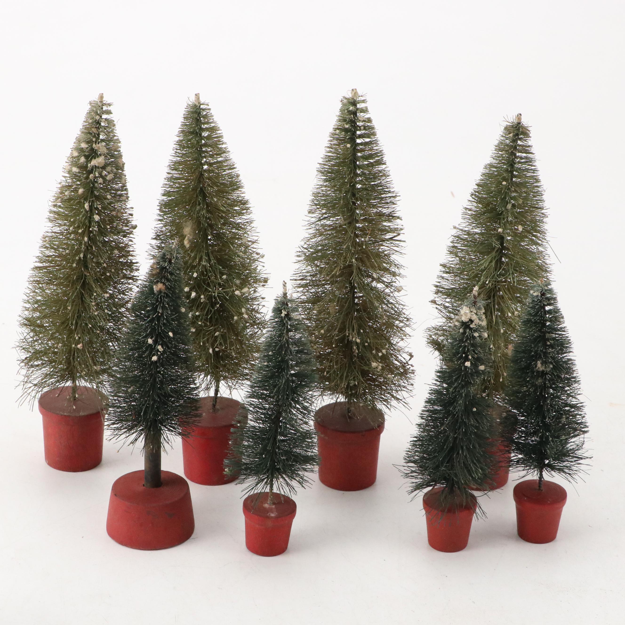 German Putz Sheep Figures with Metal Cows, Bottle Brush Trees, and Scenery